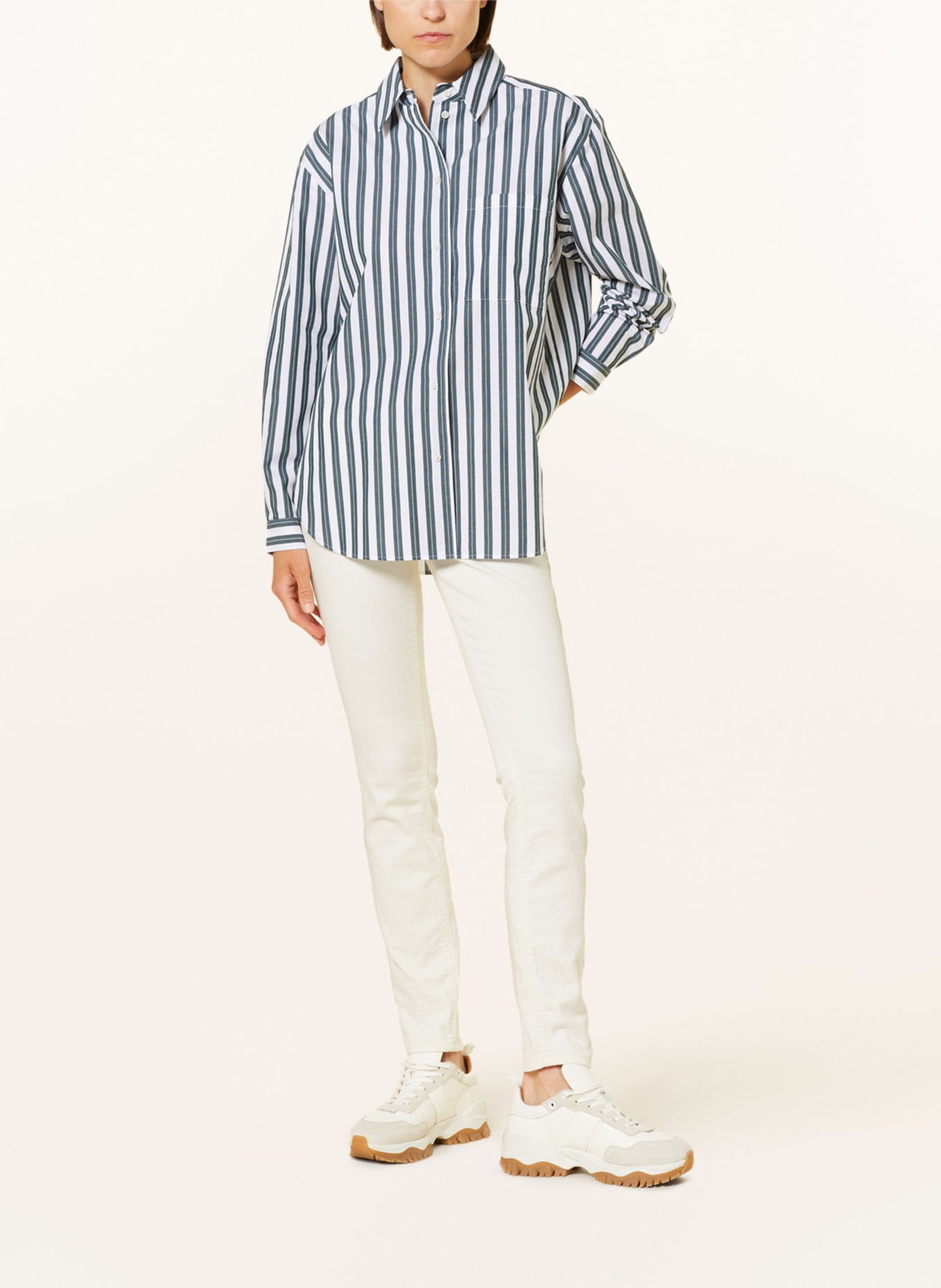 Marc O'Polo Shirt blouse, Color: WHITE/ DARK GREEN (Image 2)