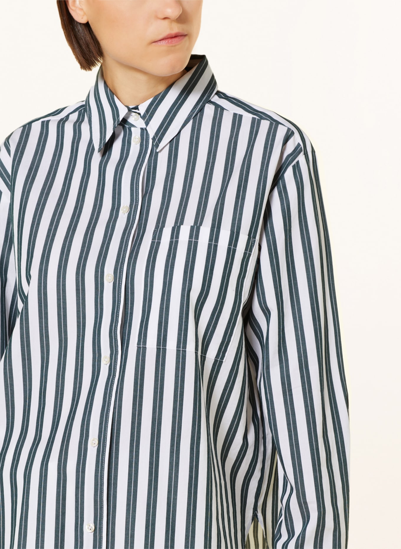 Marc O'Polo Shirt blouse, Color: WHITE/ DARK GREEN (Image 4)