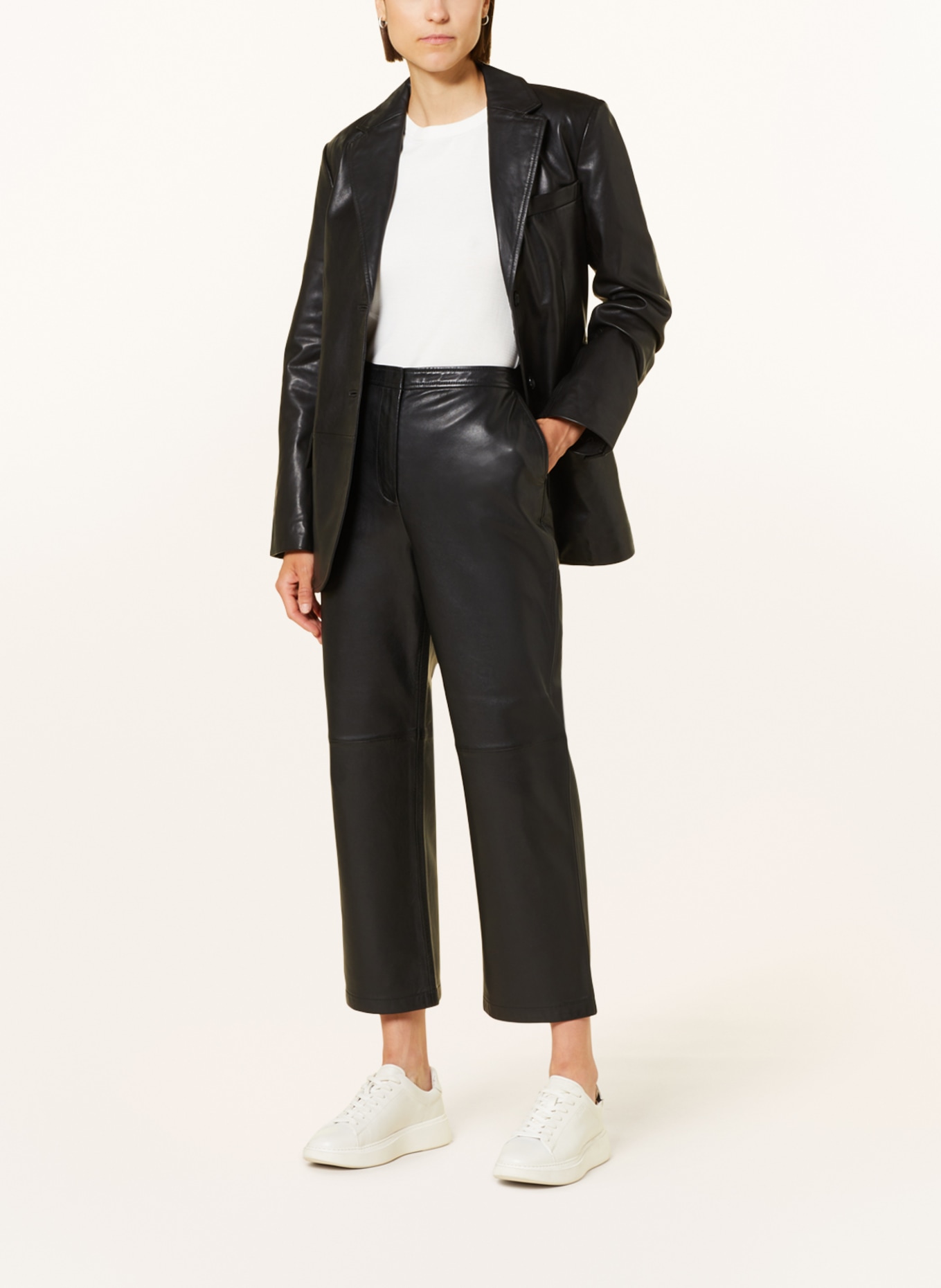 Marc O'Polo 7/8 trousers made of leather, Color: BLACK (Image 2)
