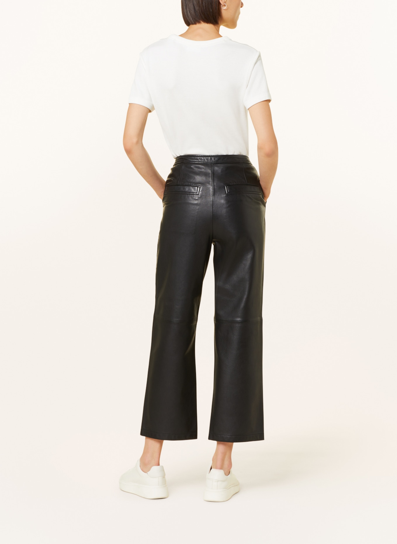 Marc O'Polo 7/8 trousers made of leather, Color: BLACK (Image 3)