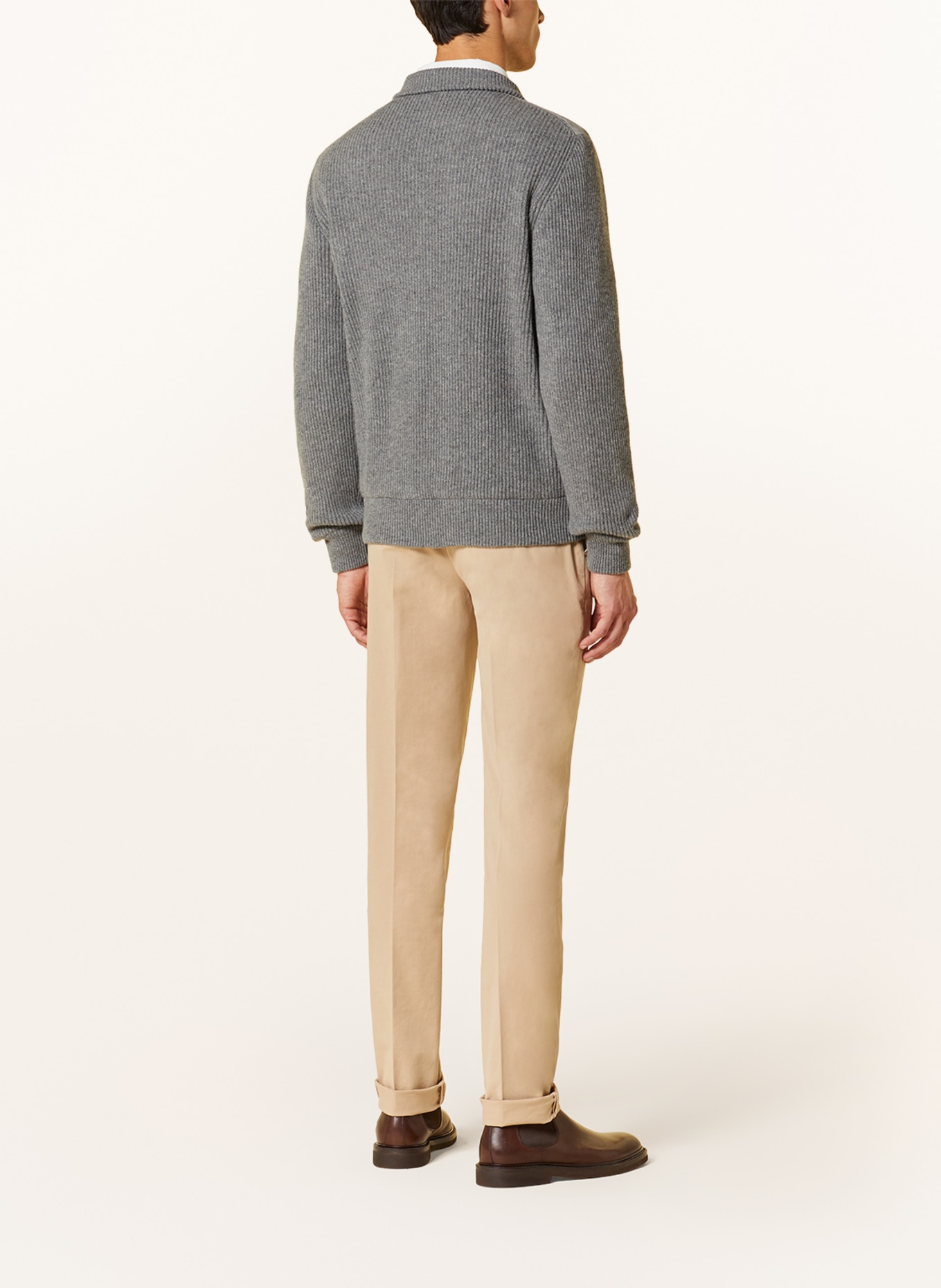 BRUNELLO CUCINELLI Bomber jacket in mixed materials with cashmere and leather, Color: GRAY (Image 3)