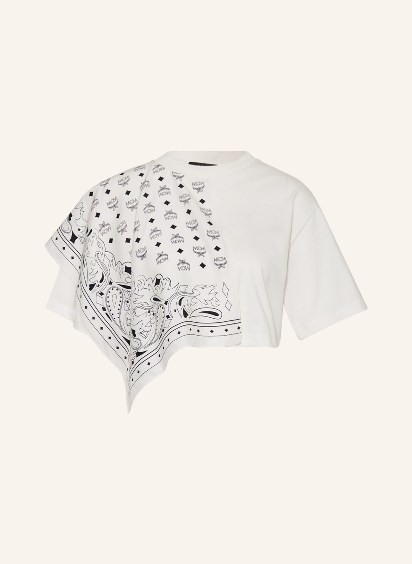 MCM Cropped shirt in mixed materials with silk, Color: WHITE (Image 1)