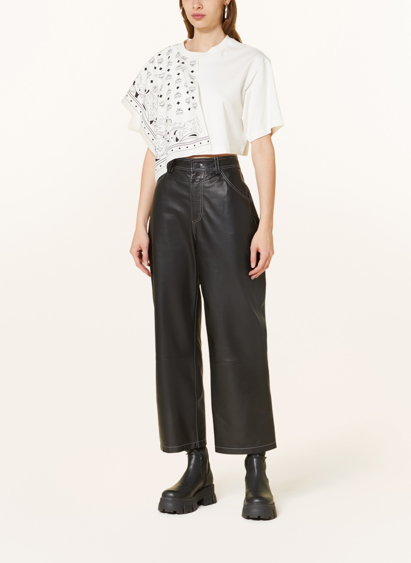 MCM Cropped shirt in mixed materials with silk, Color: WHITE (Image 2)