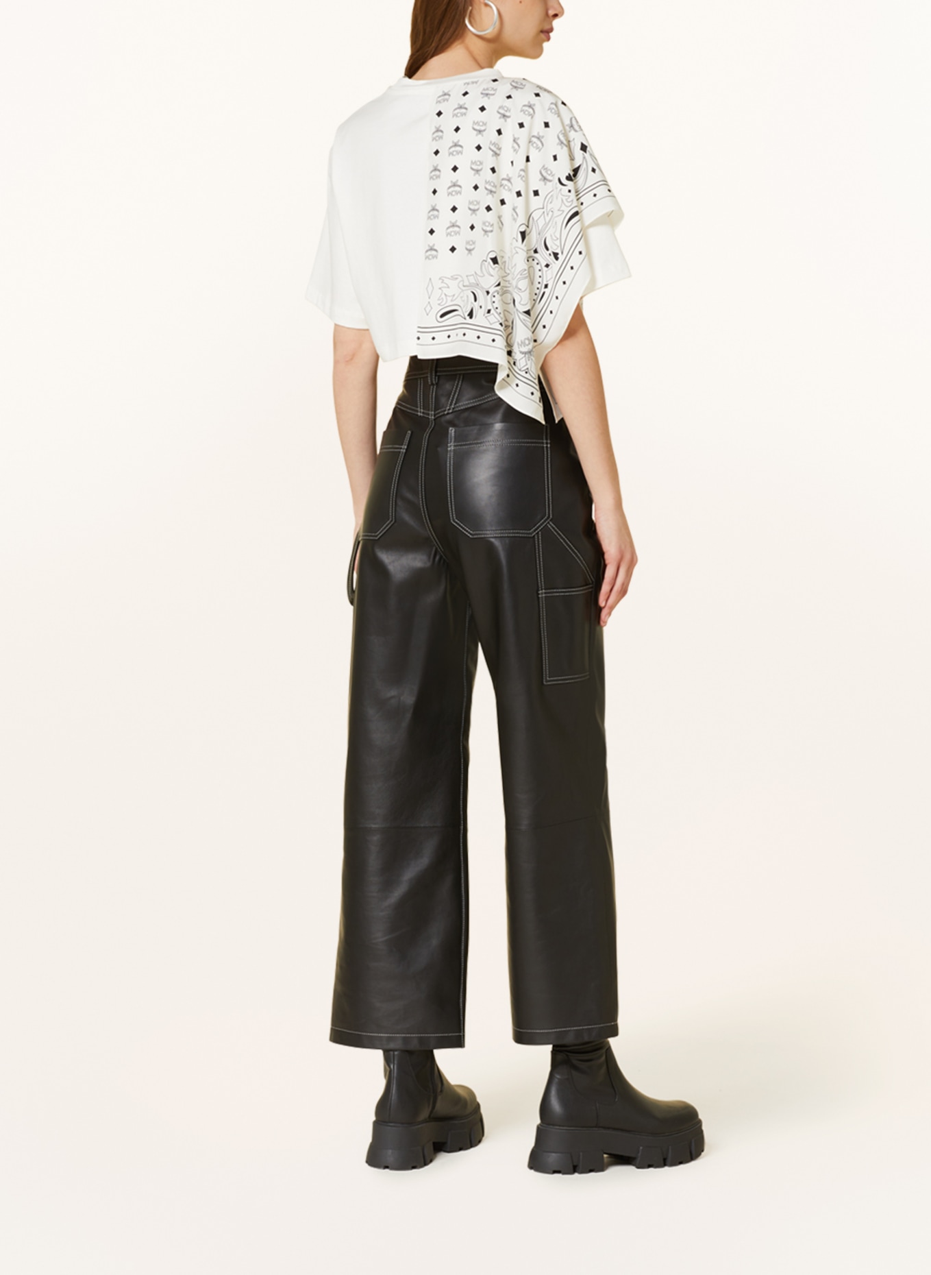 MCM Cropped shirt in mixed materials with silk, Color: WHITE (Image 3)