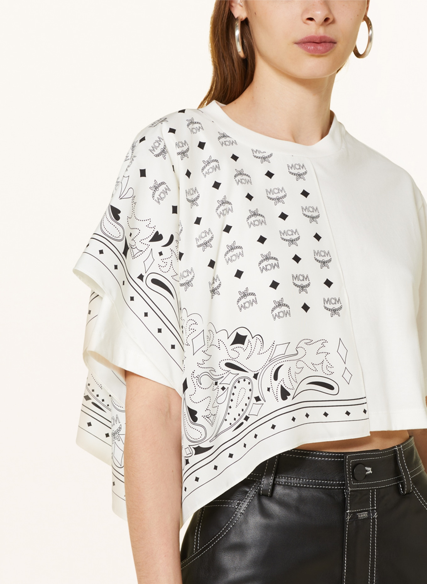 MCM Cropped shirt in mixed materials with silk, Color: WHITE (Image 4)