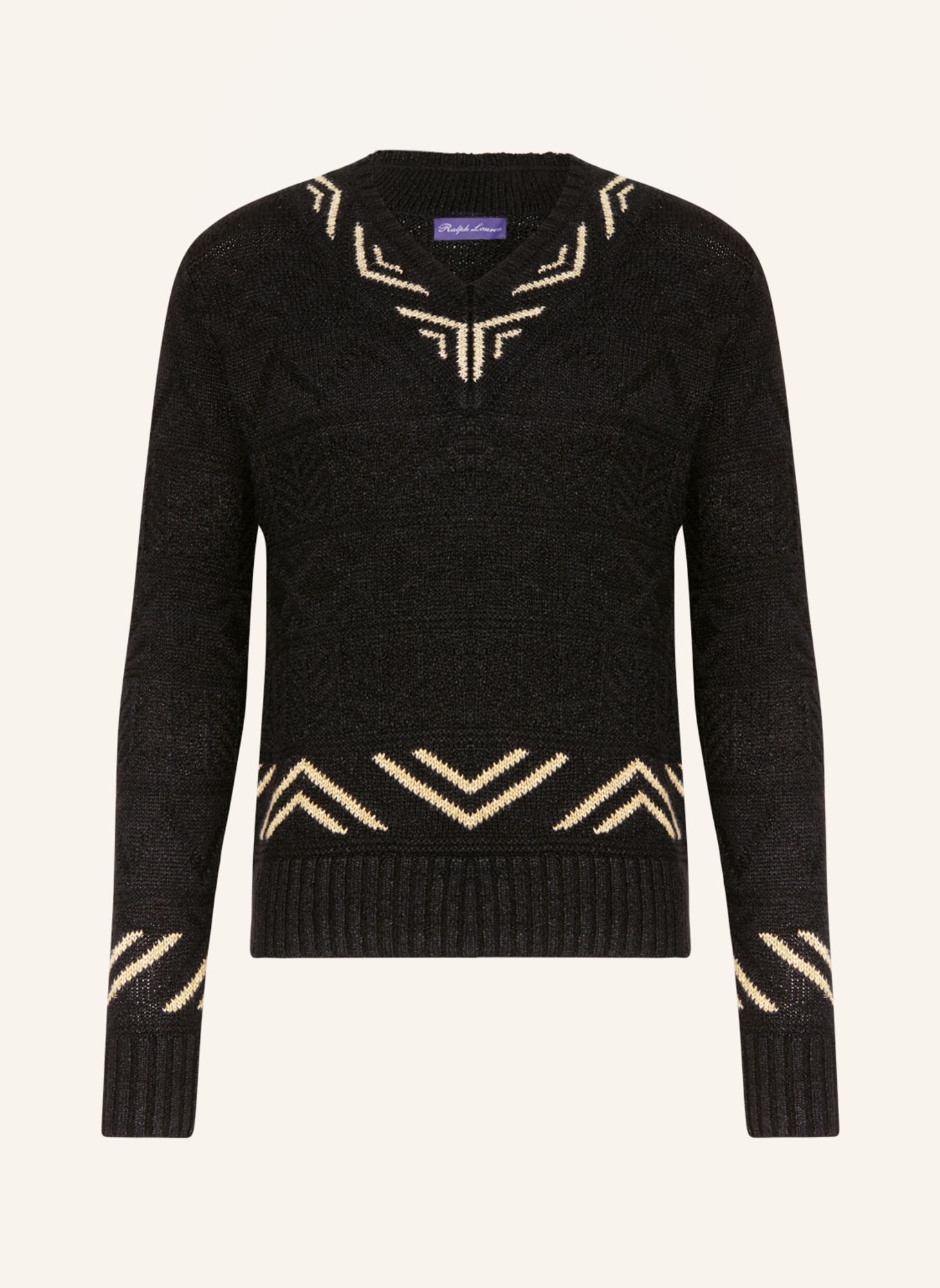 RALPH LAUREN PURPLE LABEL Sweater in black beige