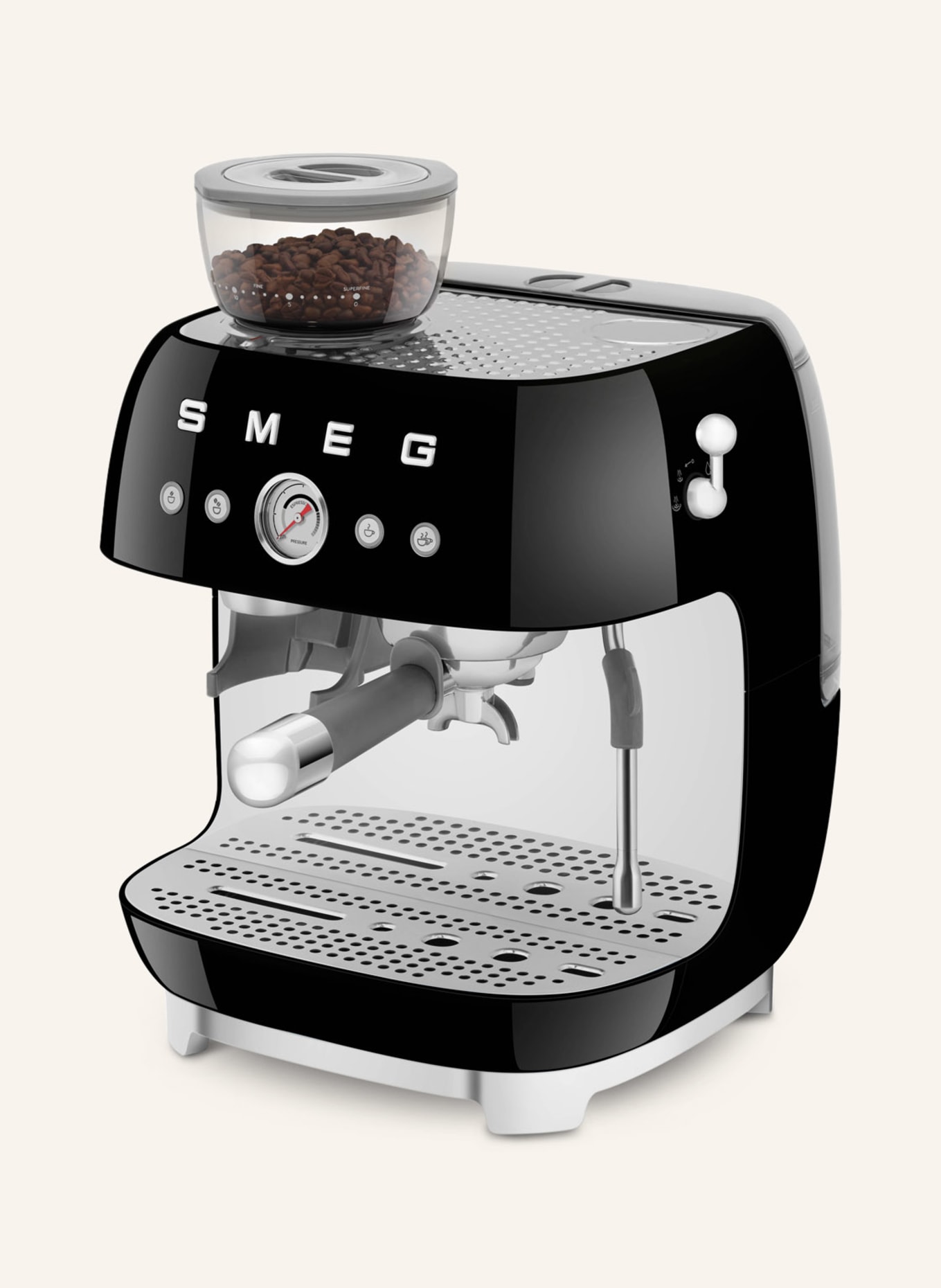 SMEG Espressomaschine ECF03 mit Kaffeemühle, Farbe: SCHWARZ (Bild 2)