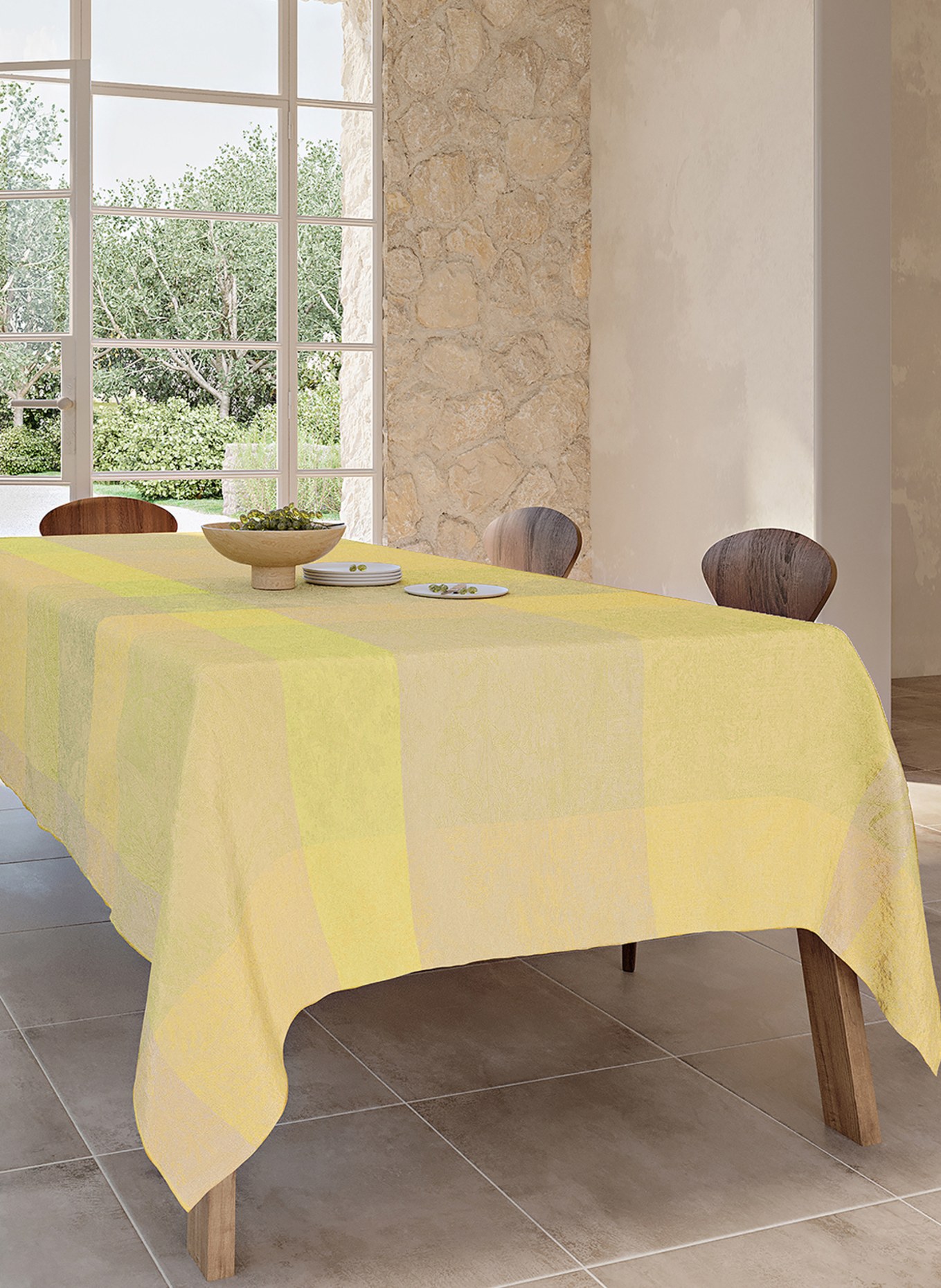 GARNIER-THIEBAUT Table cloth MILLE ESPRIT JARDIN, Color: YELLOW (Image 4)