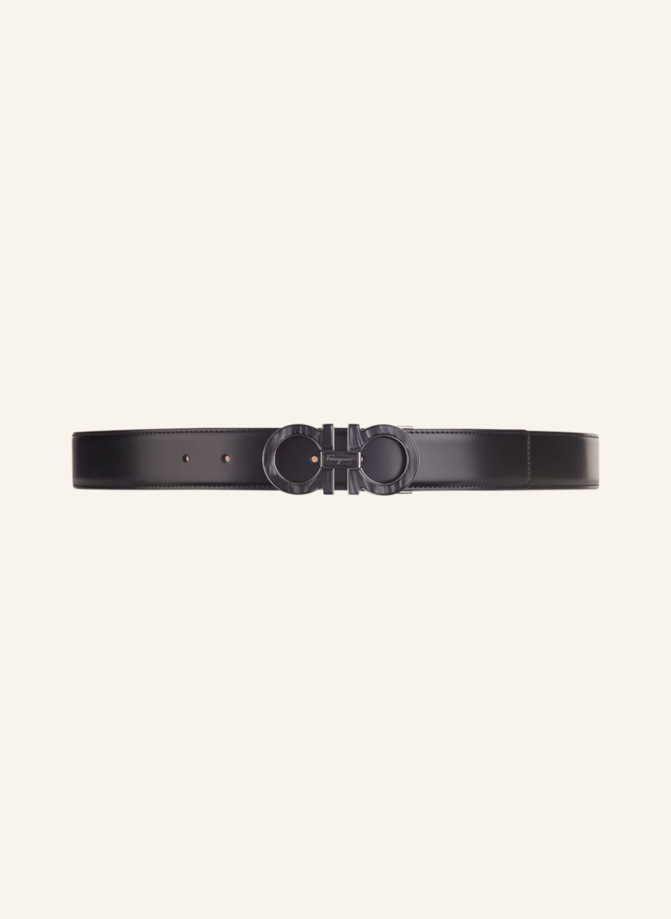 FERRAGAMO Leather belt GANCINI, Color: BLACK (Image 2)