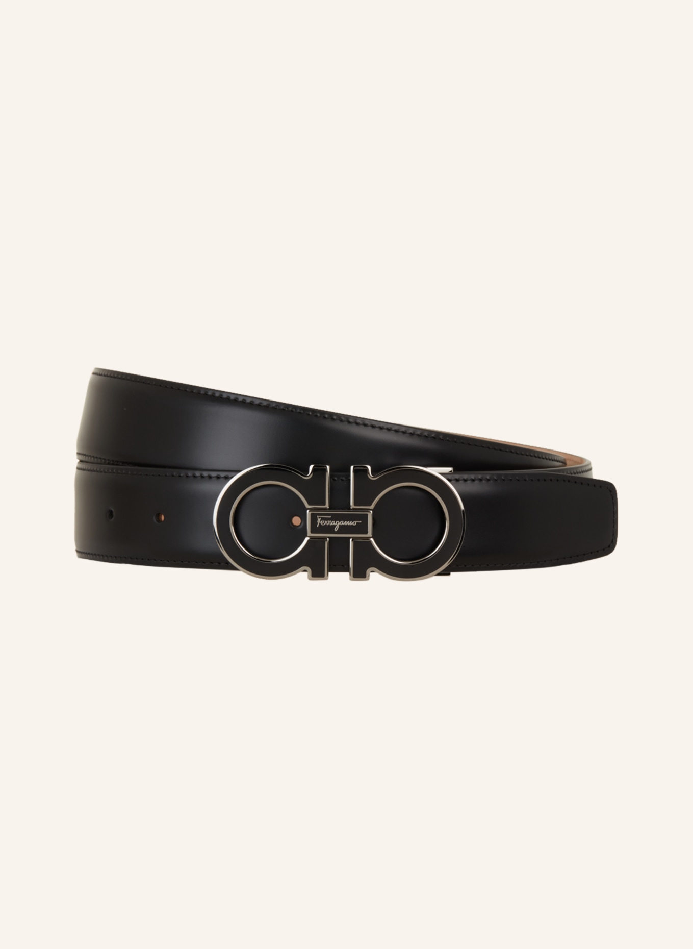 FERRAGAMO Leather belt GANCINI, Color: BLACK (Image 1)