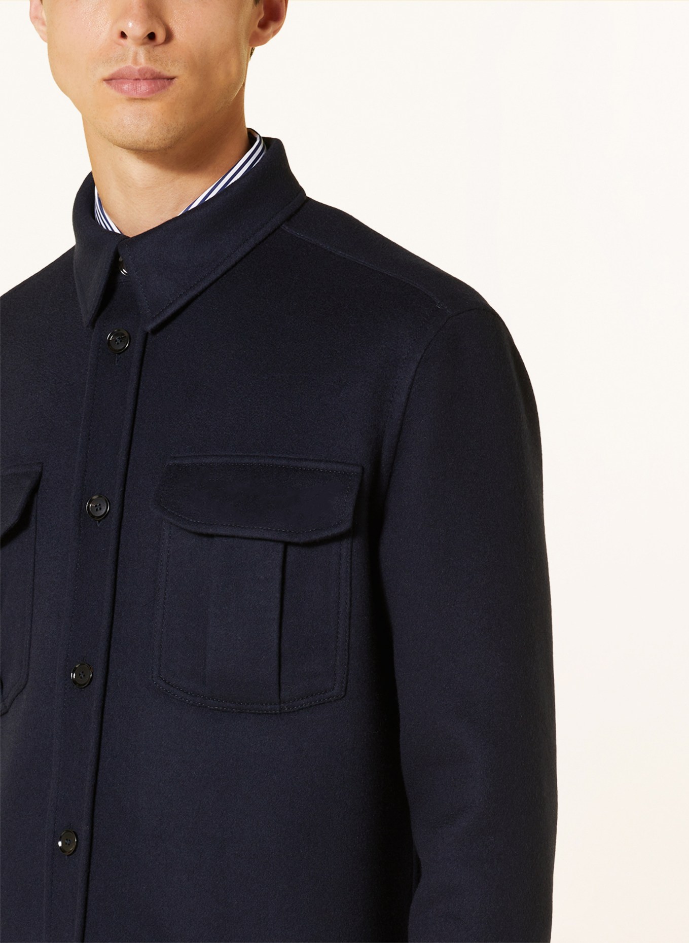 Brioni Overshirt with cashmere, Color: DARK BLUE (Image 4)