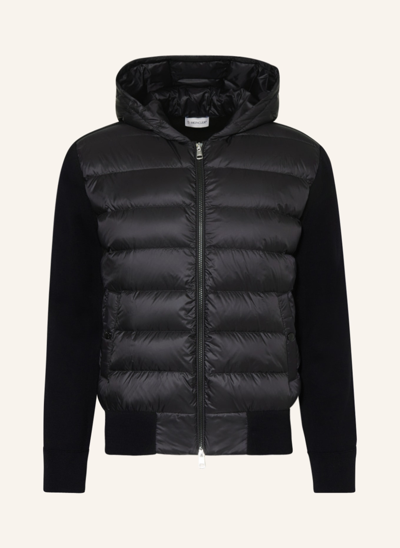 MONCLER Cardigan in mixed materials, Color: BLACK (Image 1)