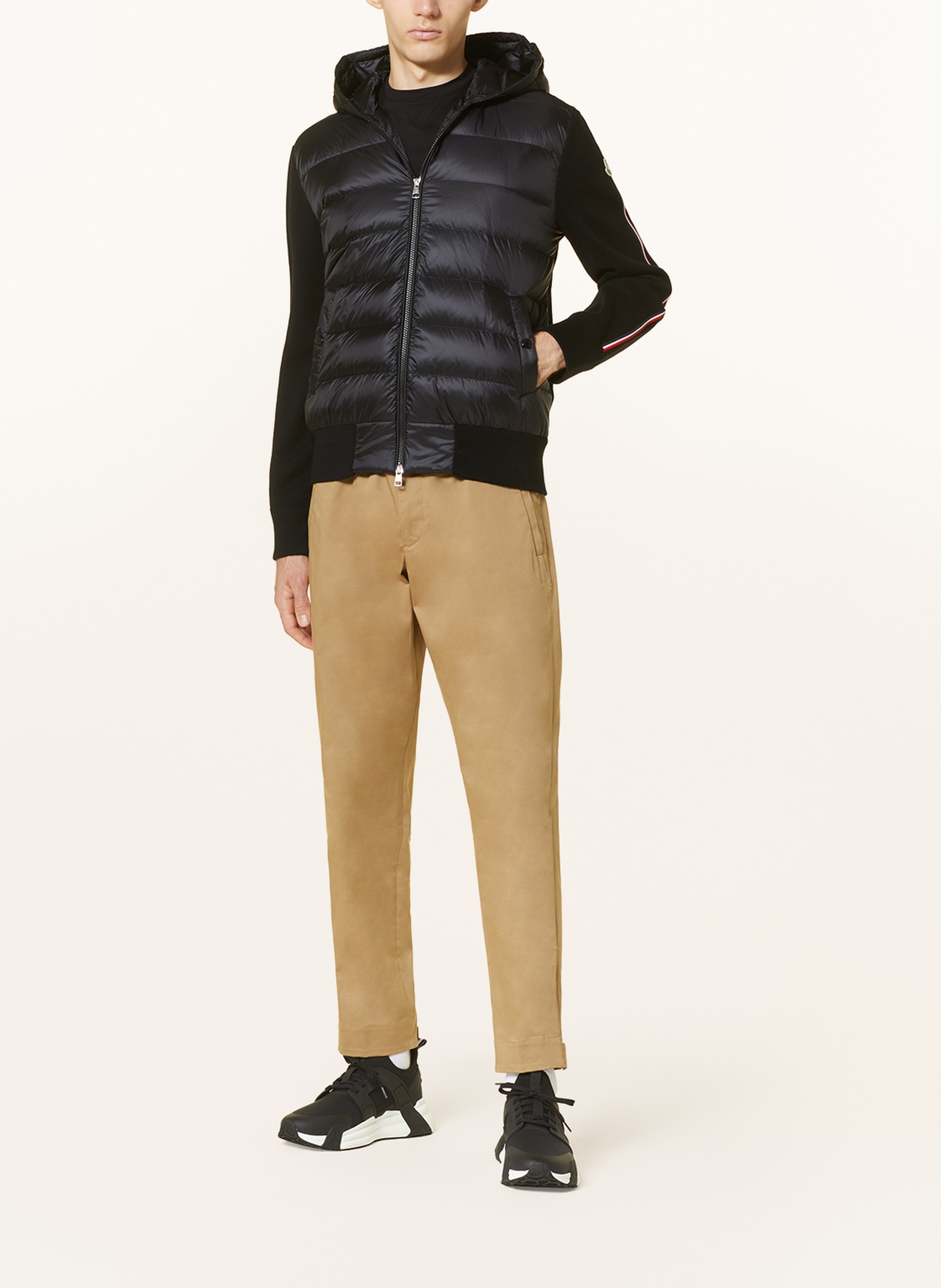 MONCLER Cardigan in mixed materials, Color: BLACK (Image 2)