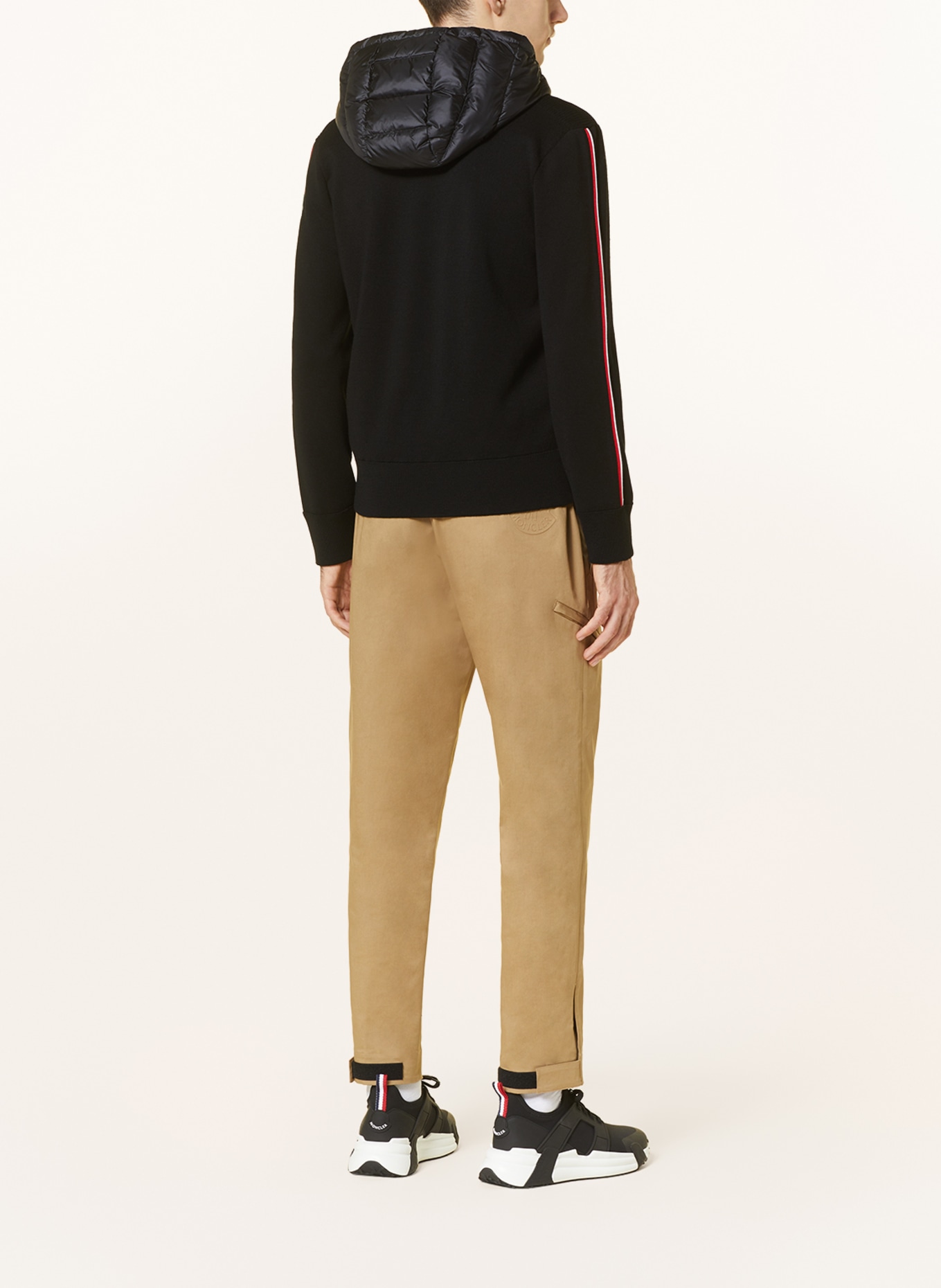 MONCLER Cardigan in mixed materials, Color: BLACK (Image 3)