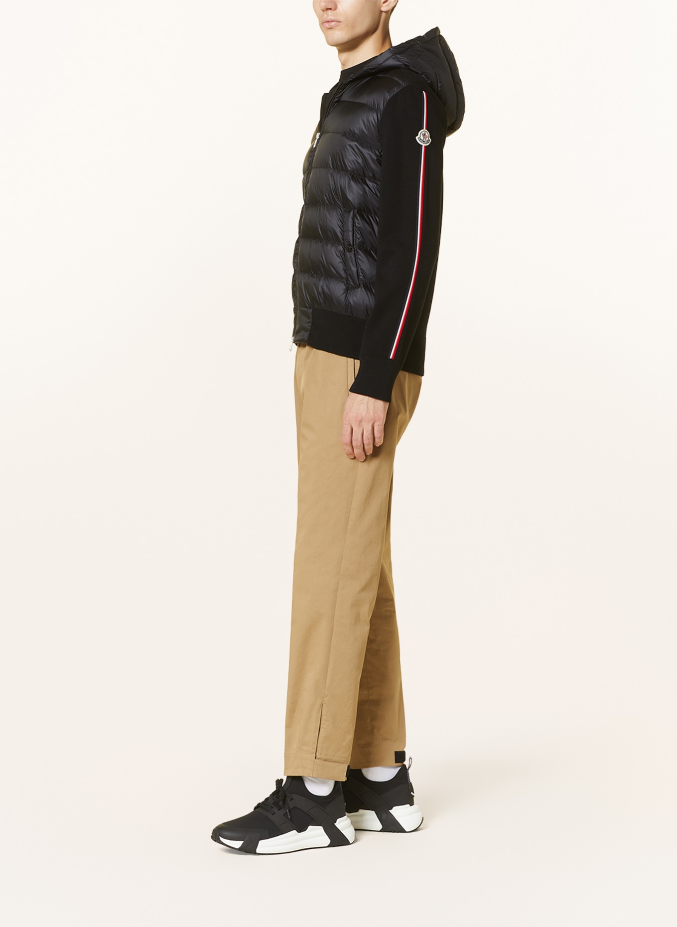 MONCLER Cardigan in mixed materials, Color: BLACK (Image 4)