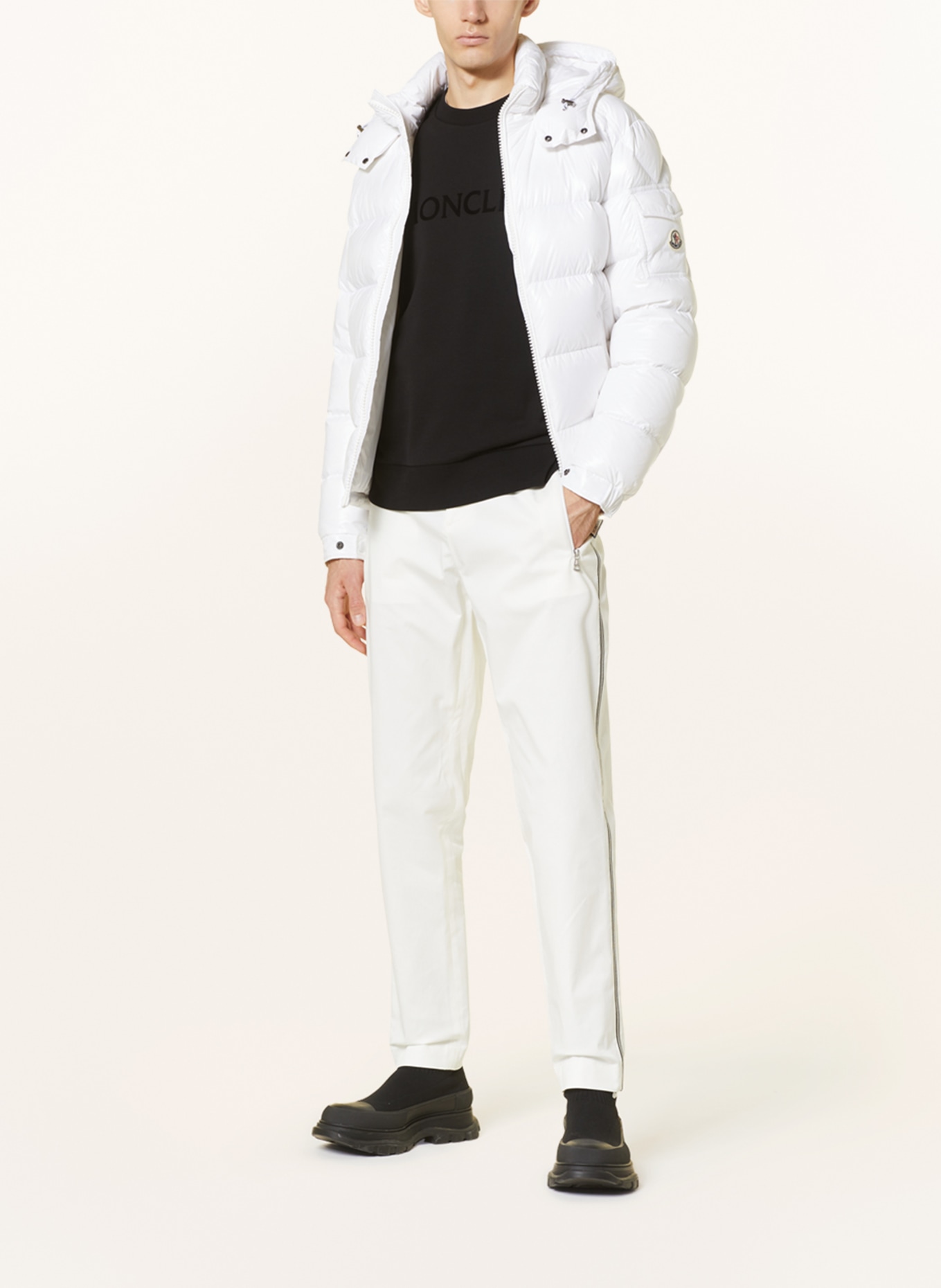 MONCLER Trousers extra slim fit with tuxedo stripe, Color: WHITE (Image 2)