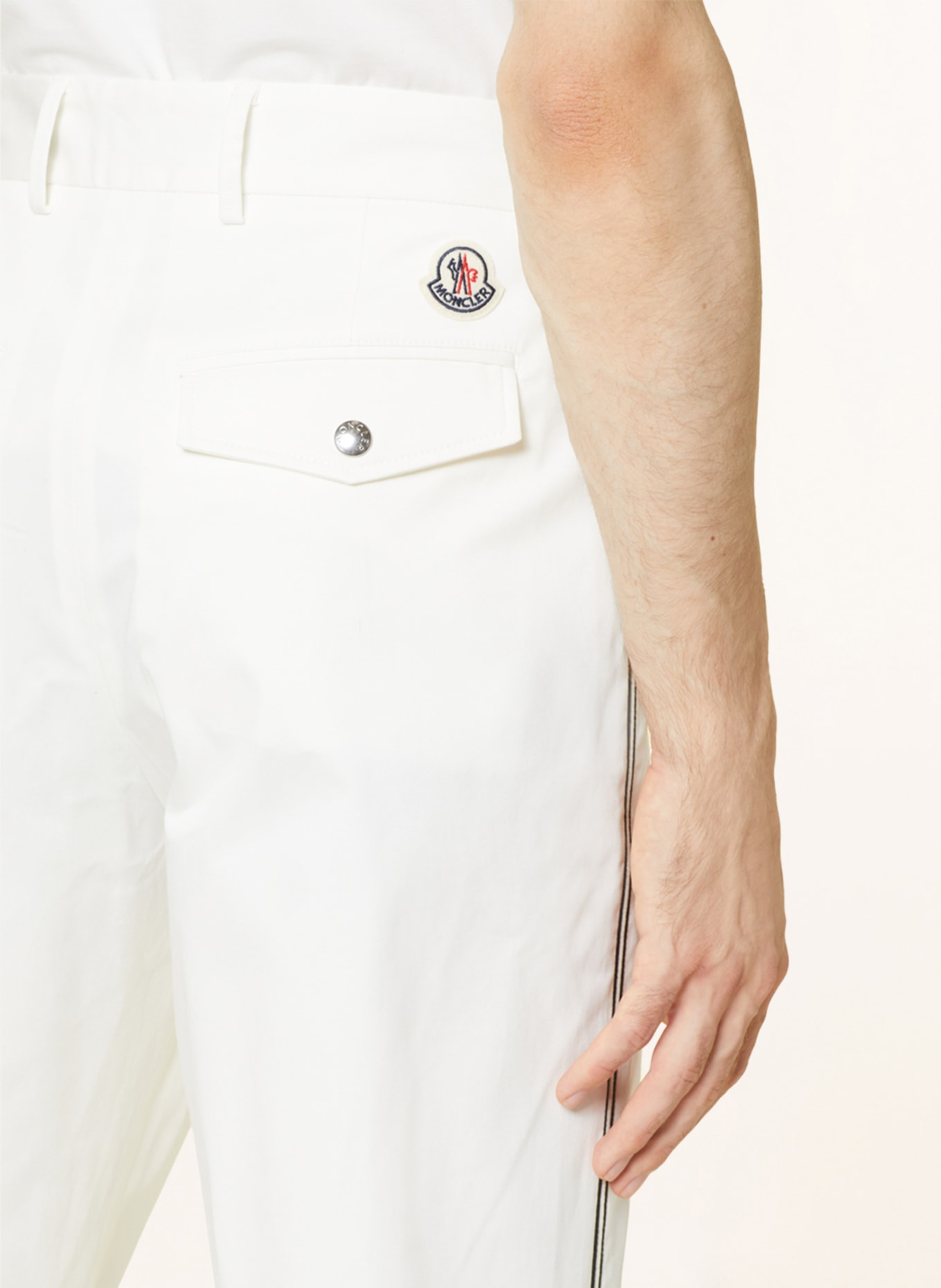 MONCLER Kalhoty Extra Slim Fit s galonovými pruhy, Barva: BÍLÁ (Obrázek 6)