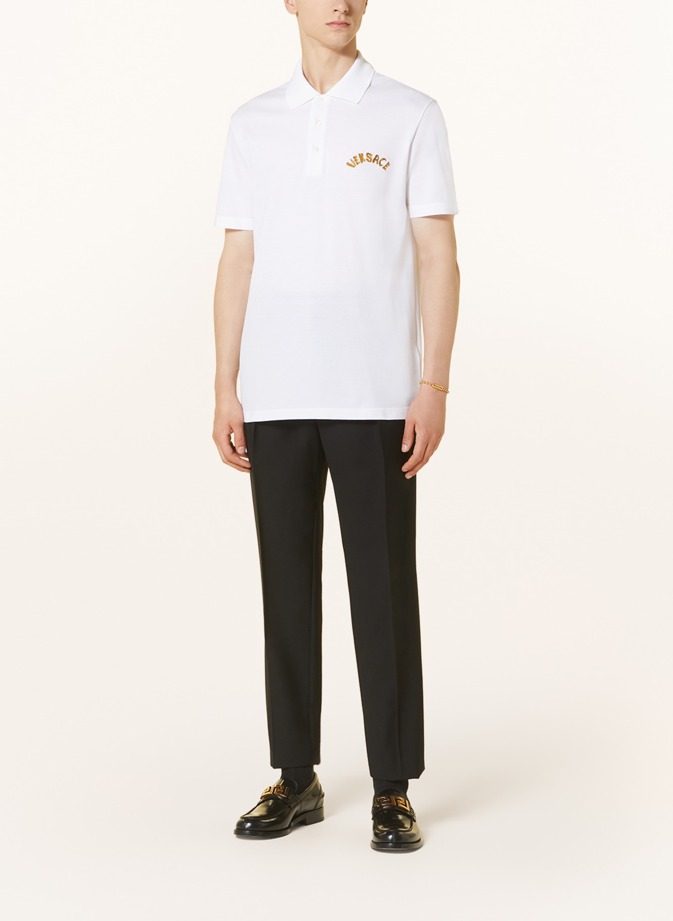 VERSACE Piqué-Poloshirt Tailor Fit, Farbe: WEISS (Bild 2)