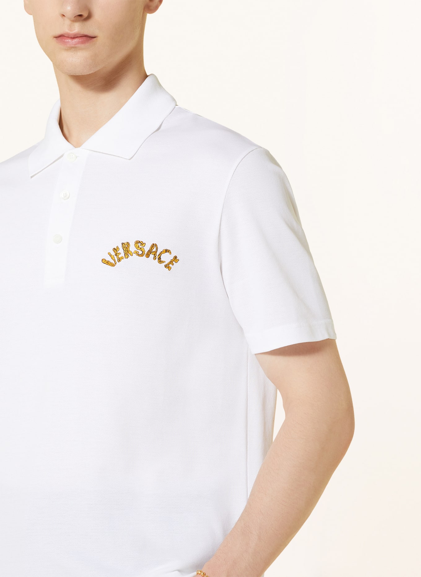 VERSACE Piqué-Poloshirt Tailor Fit, Farbe: WEISS (Bild 4)