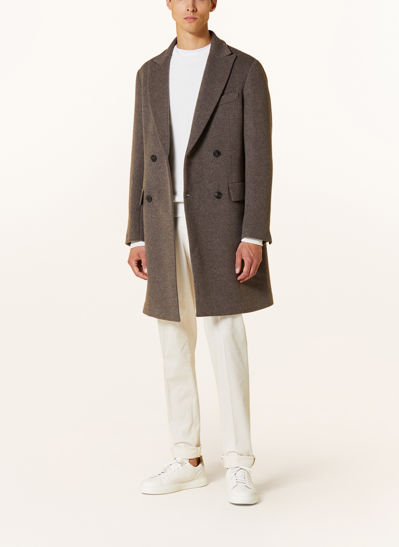 manzoni 24 Wool coat with cashmere, Color: BROWN (Image 2)