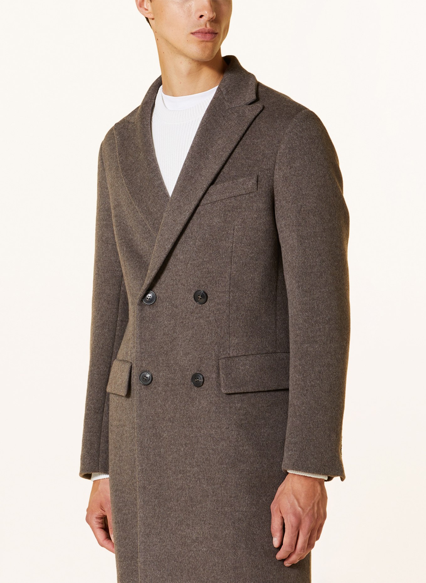manzoni 24 Wool coat with cashmere, Color: BROWN (Image 4)