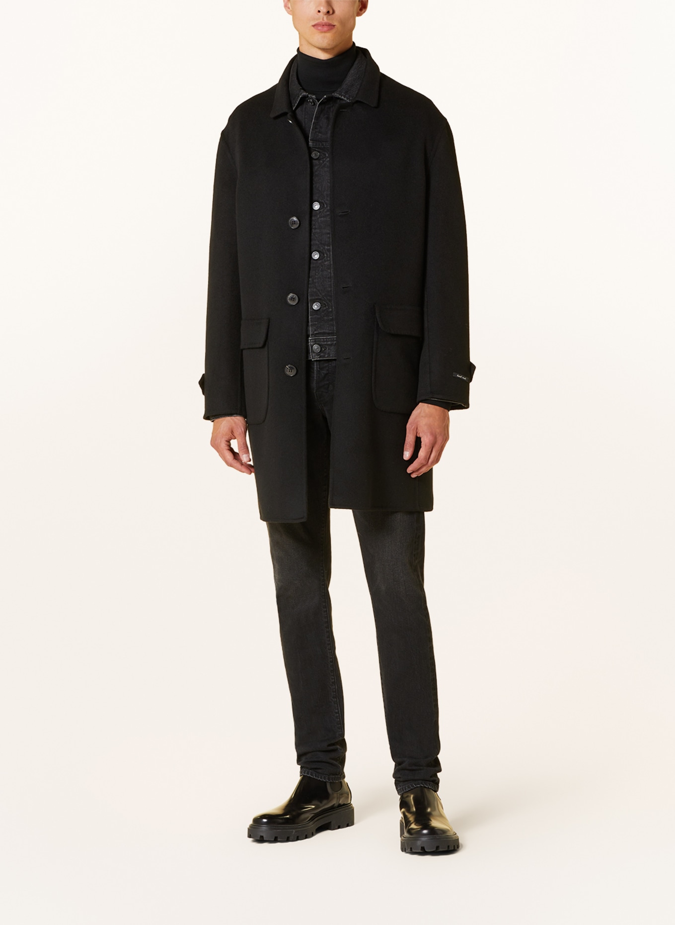 manzoni 24 Wool coat with cashmere, Color: BLACK (Image 2)