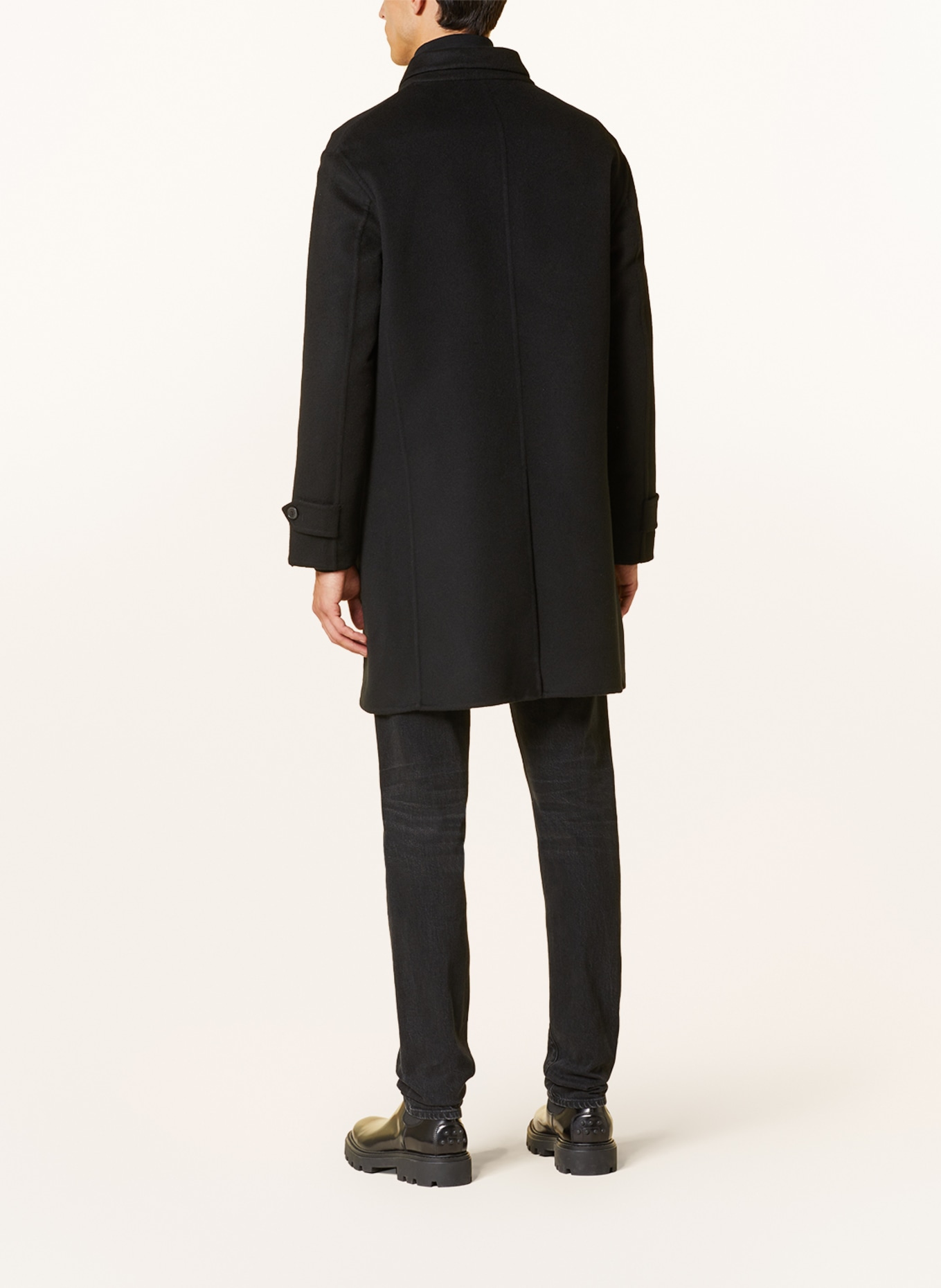 manzoni 24 Wool coat with cashmere, Color: BLACK (Image 3)
