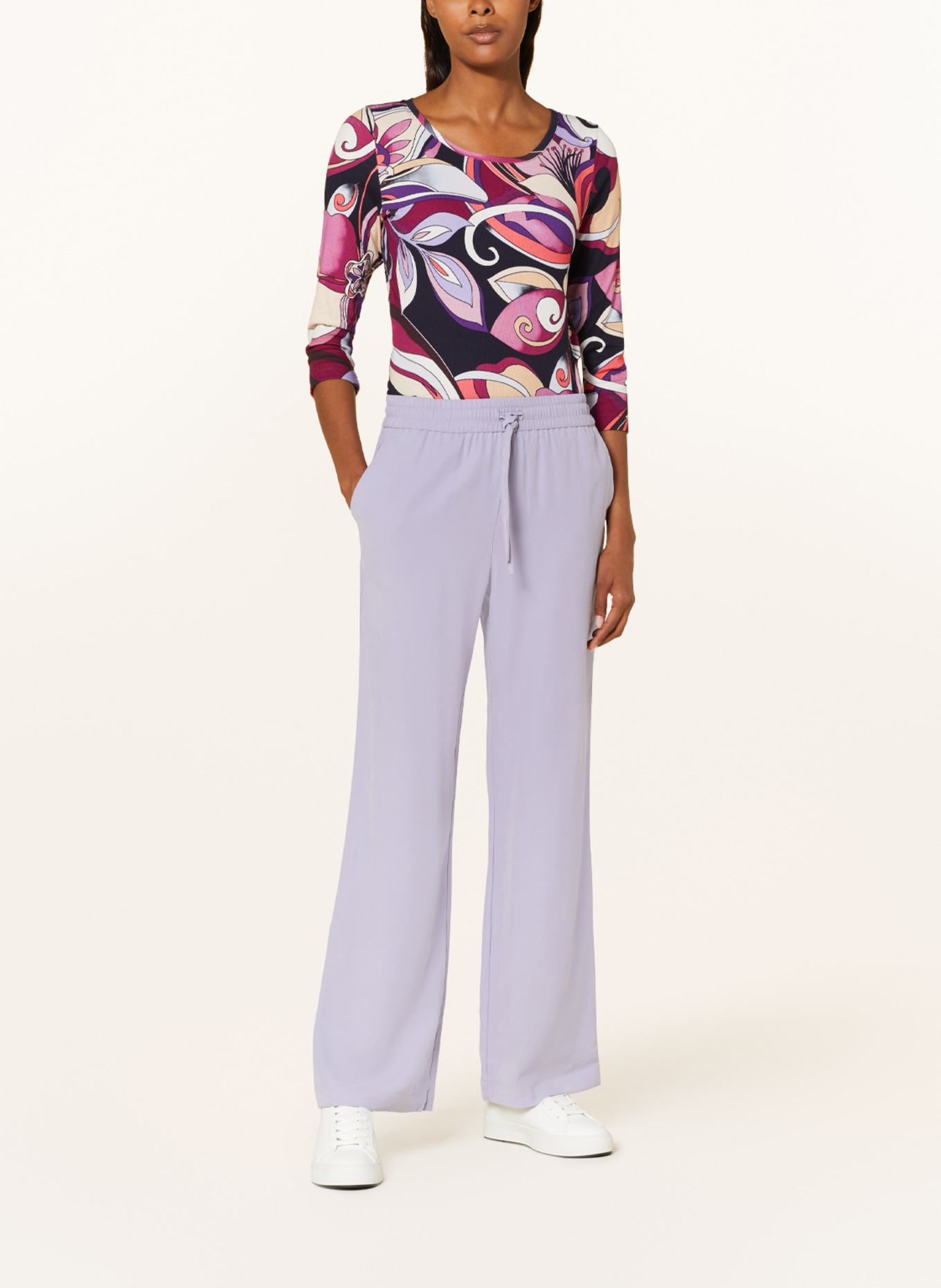 lilienfels Shirt with 3/4 sleeves, Color: PURPLE/ ECRU/ FUCHSIA (Image 2)
