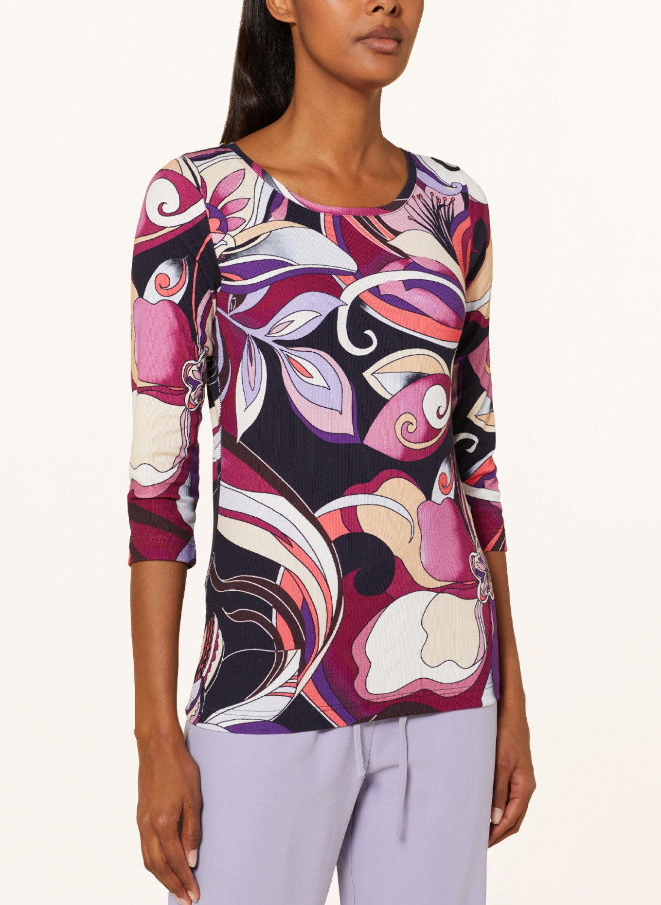 lilienfels Shirt with 3/4 sleeves, Color: PURPLE/ ECRU/ FUCHSIA (Image 4)