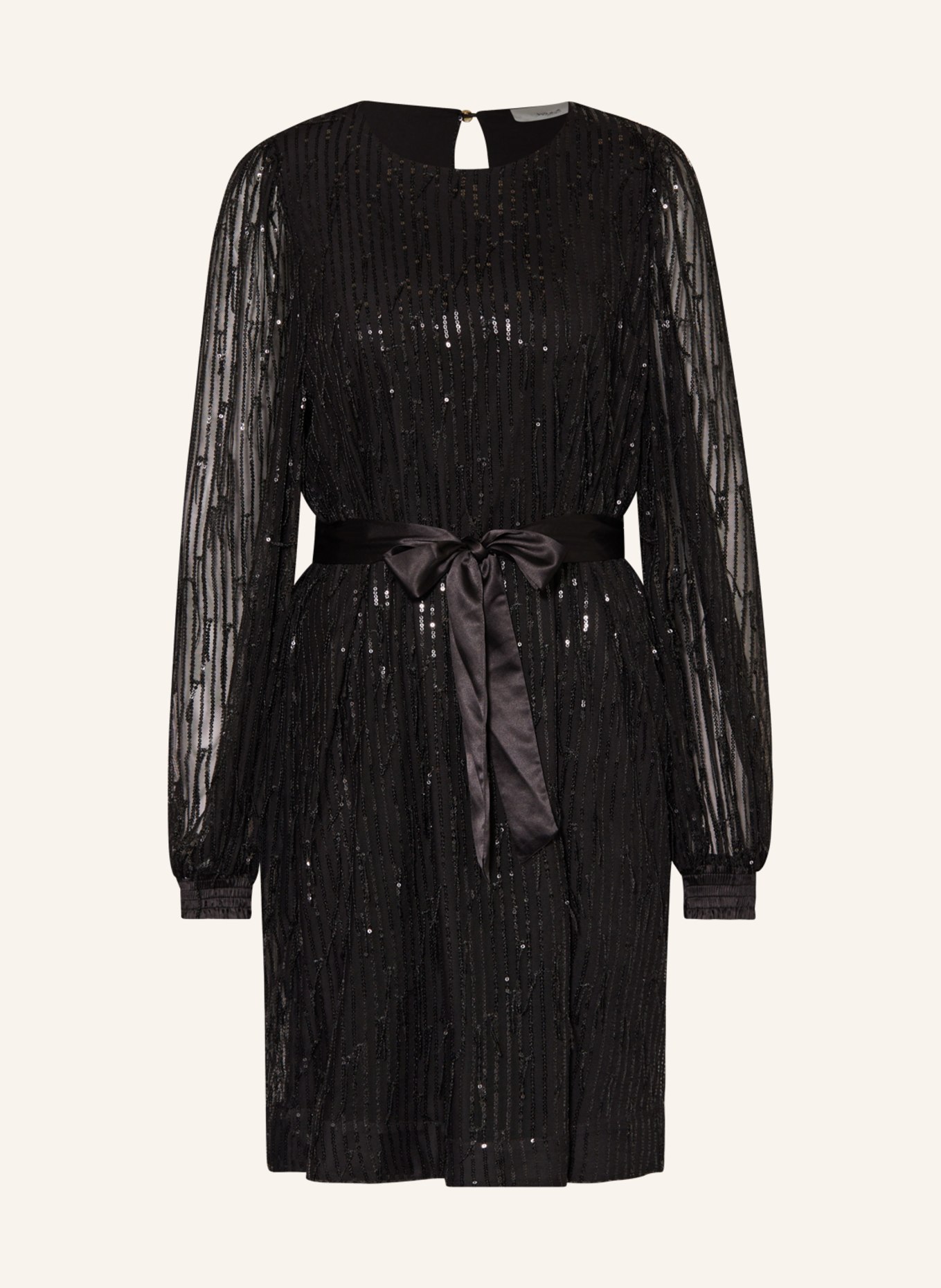summum woman Mesh dress with sequins, Color: BLACK (Image 1)