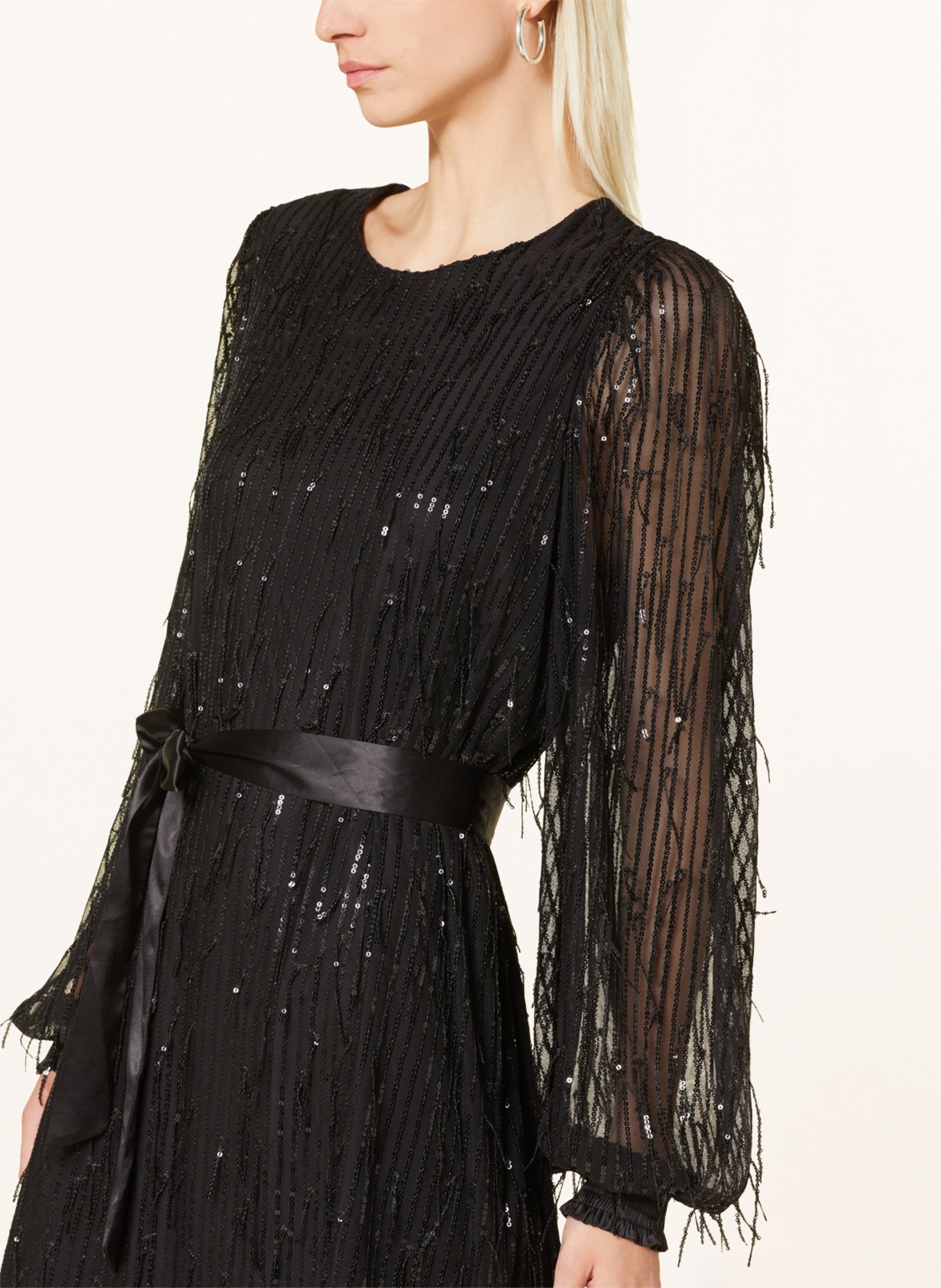 summum woman Mesh dress with sequins, Color: BLACK (Image 4)