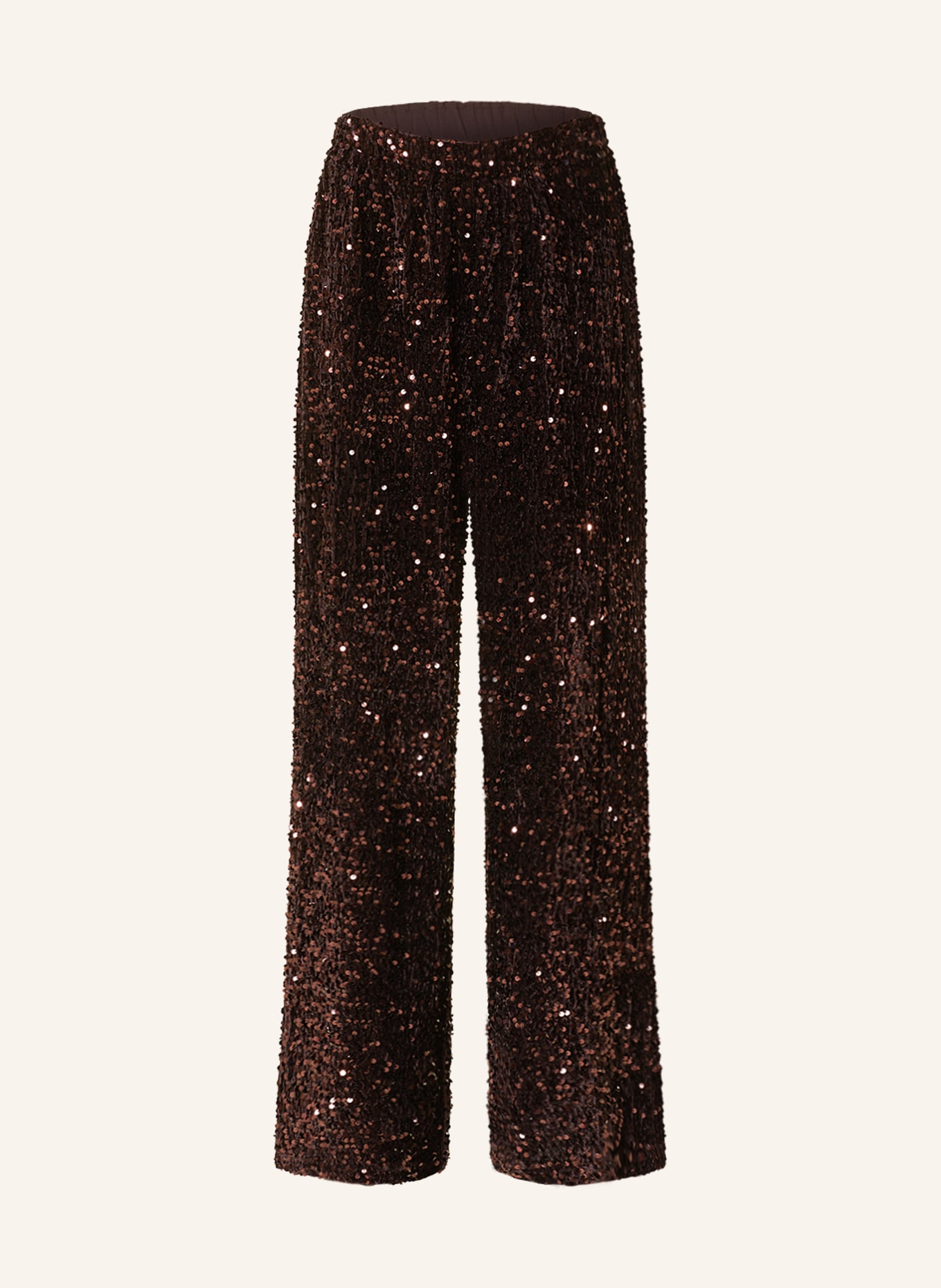 summum woman Wide leg trousers made of velvet with sequins, Color: BROWN (Image 1)