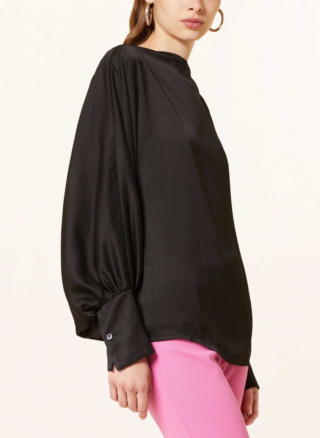 summum woman Shirt blouse in satin, Color: BLACK (Image 4)