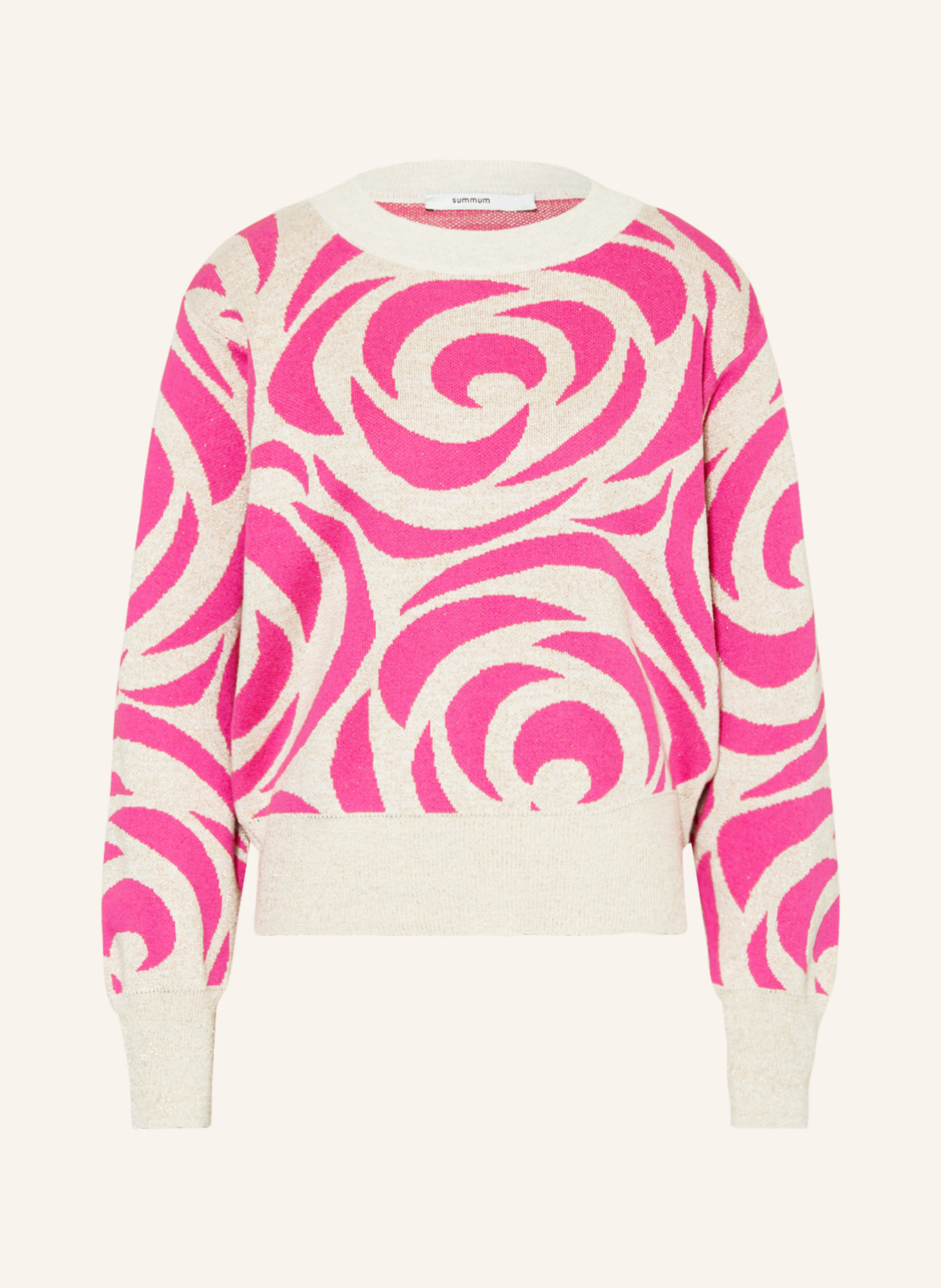 summum woman Sweater with glitter thread, Color: BEIGE/ PINK (Image 1)