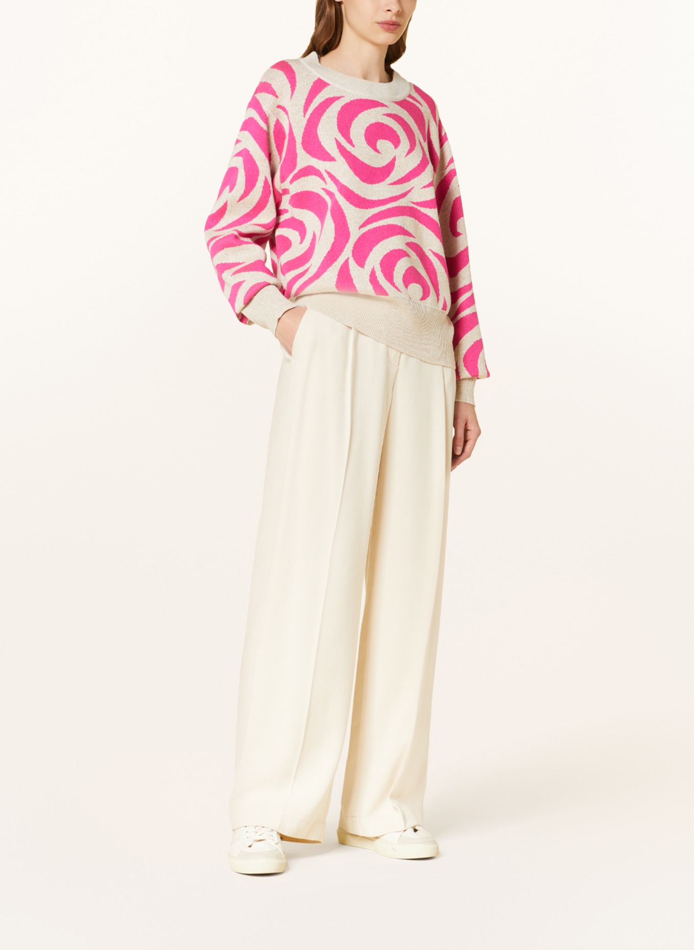 summum woman Pullover mit Glitzergarn, Farbe: BEIGE/ PINK (Bild 2)