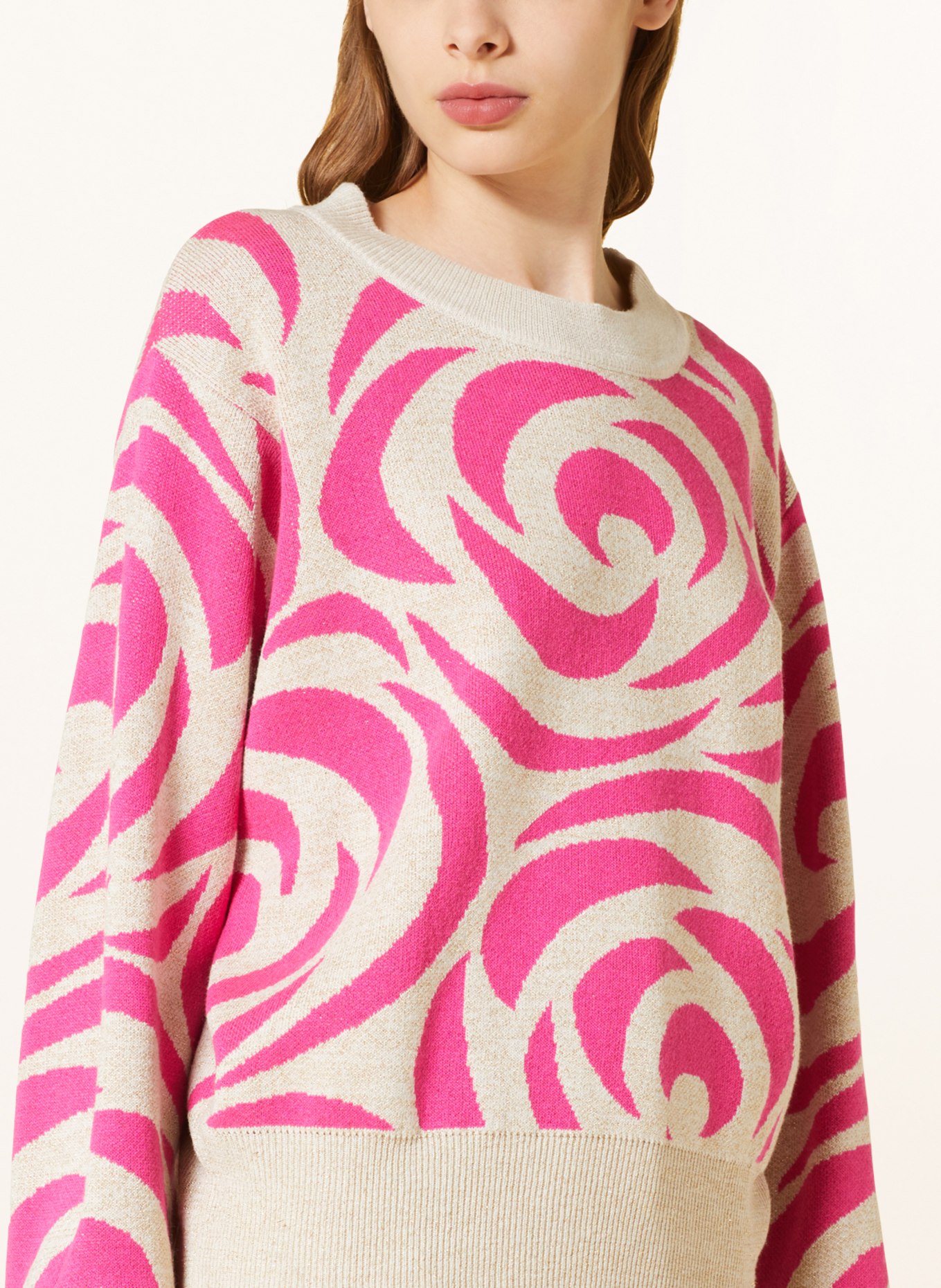 summum woman Sweater with glitter thread, Color: BEIGE/ PINK (Image 4)