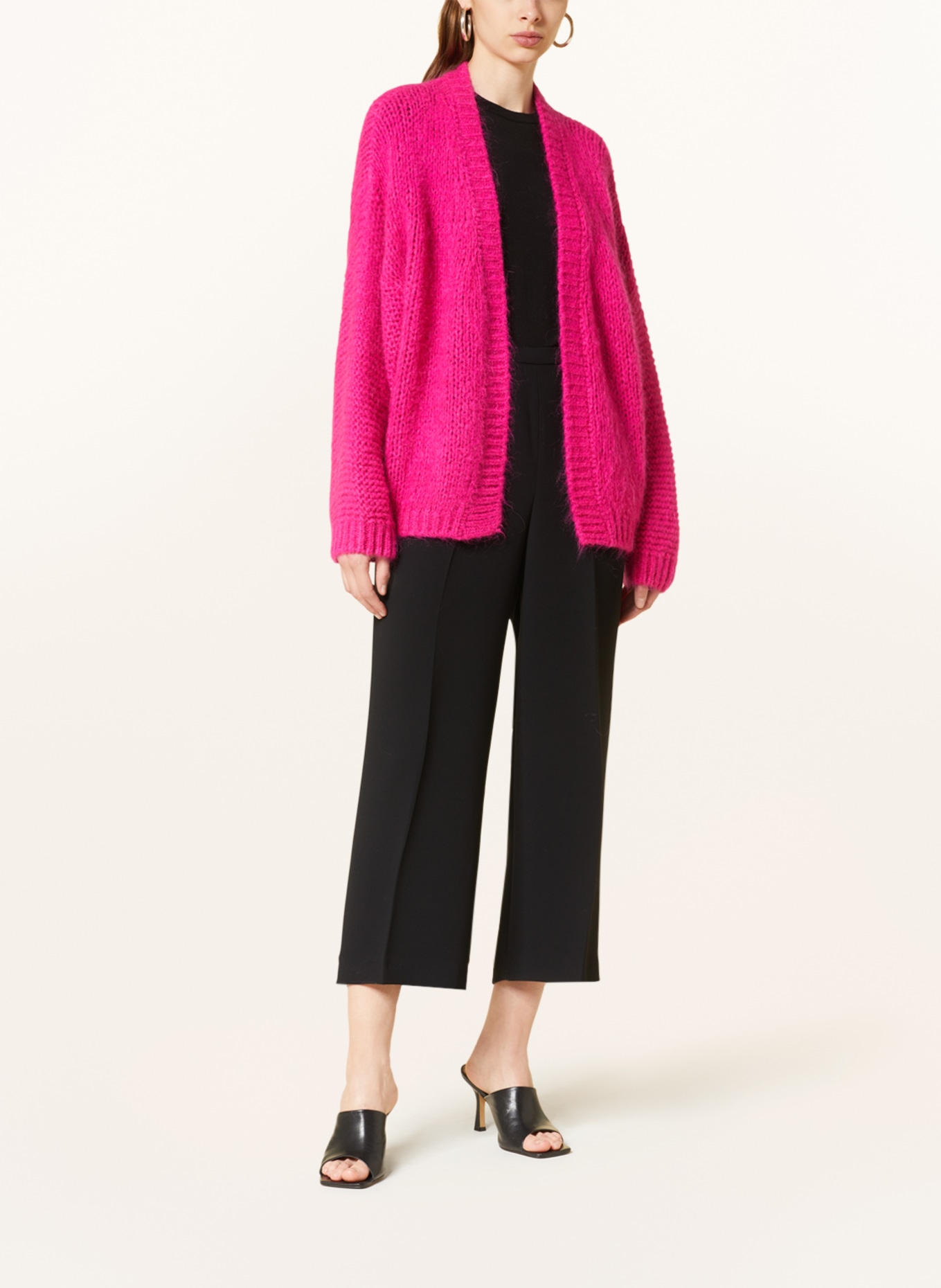 summum woman Oversized knit cardigan with mohair, Color: PINK (Image 2)