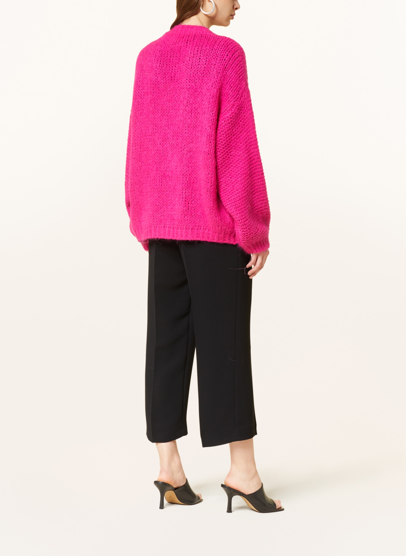 summum woman Oversized knit cardigan with mohair, Color: PINK (Image 3)