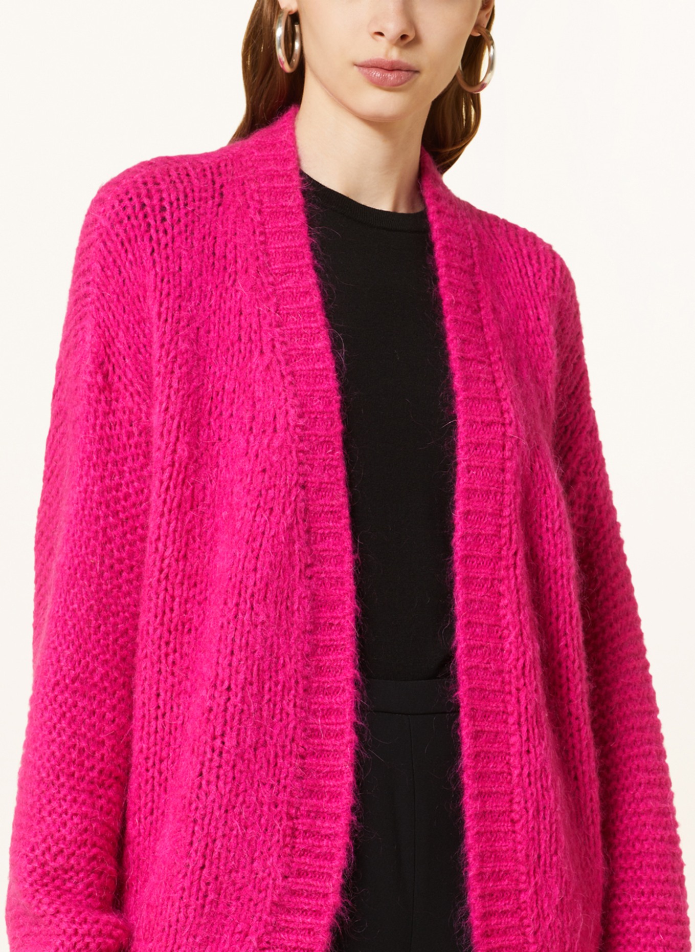 summum woman Oversized knit cardigan with mohair, Color: PINK (Image 4)