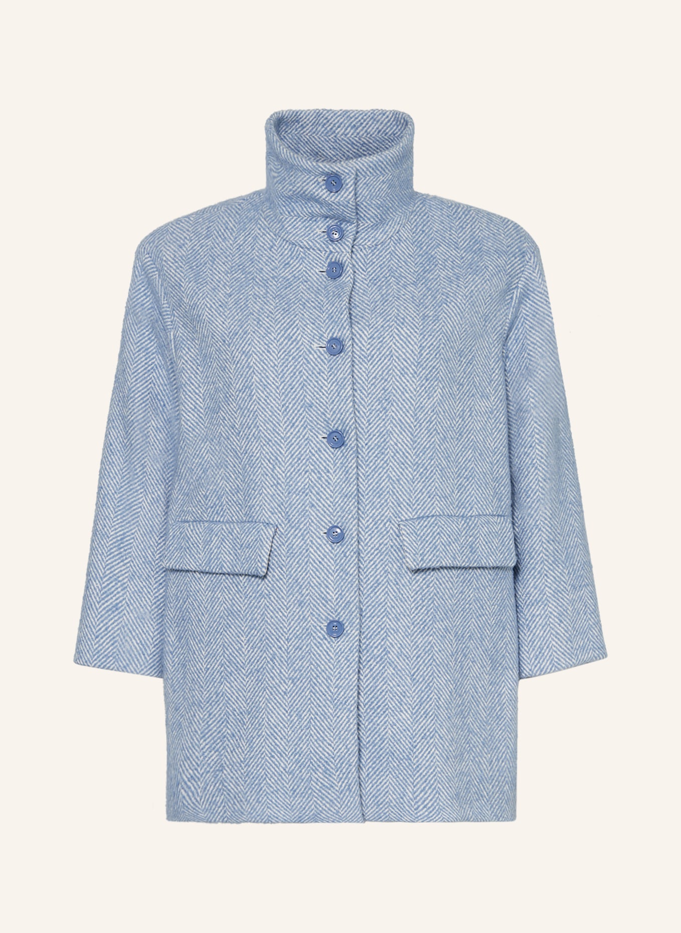 MARINA RINALDI PERSONA Coat NOCE, Color: LIGHT BLUE/ WHITE (Image 1)