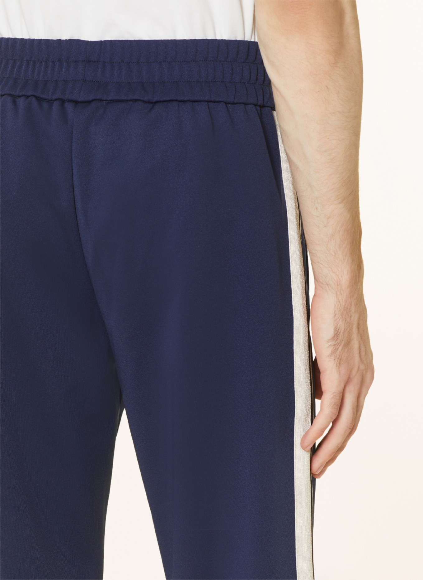 Palm Angels Pants in jogger style with tuxedo stripes, Color: BLUE/ CREAM (Image 6)
