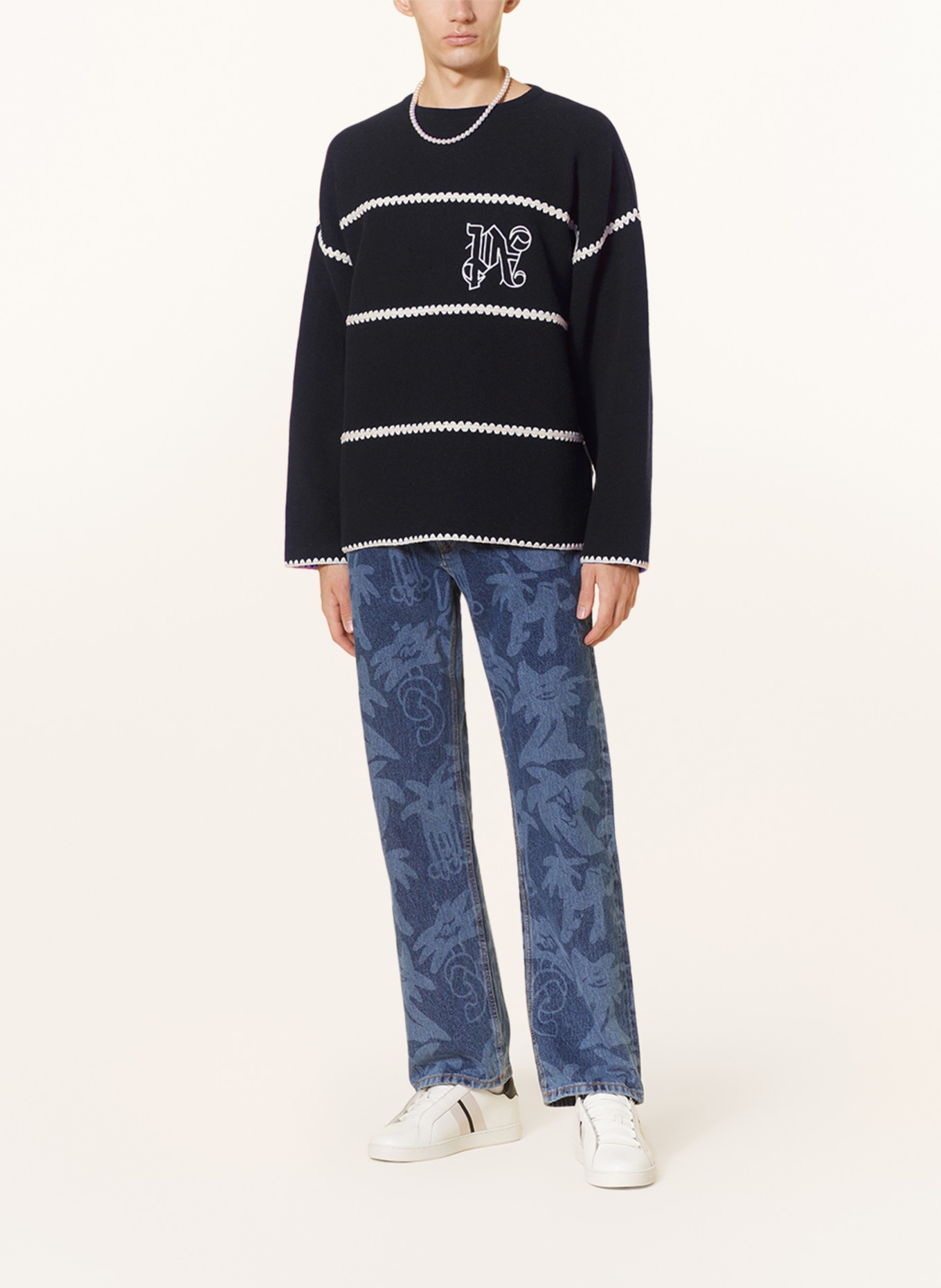 Palm Angels Sweater, Color: DARK BLUE/ WHITE (Image 2)