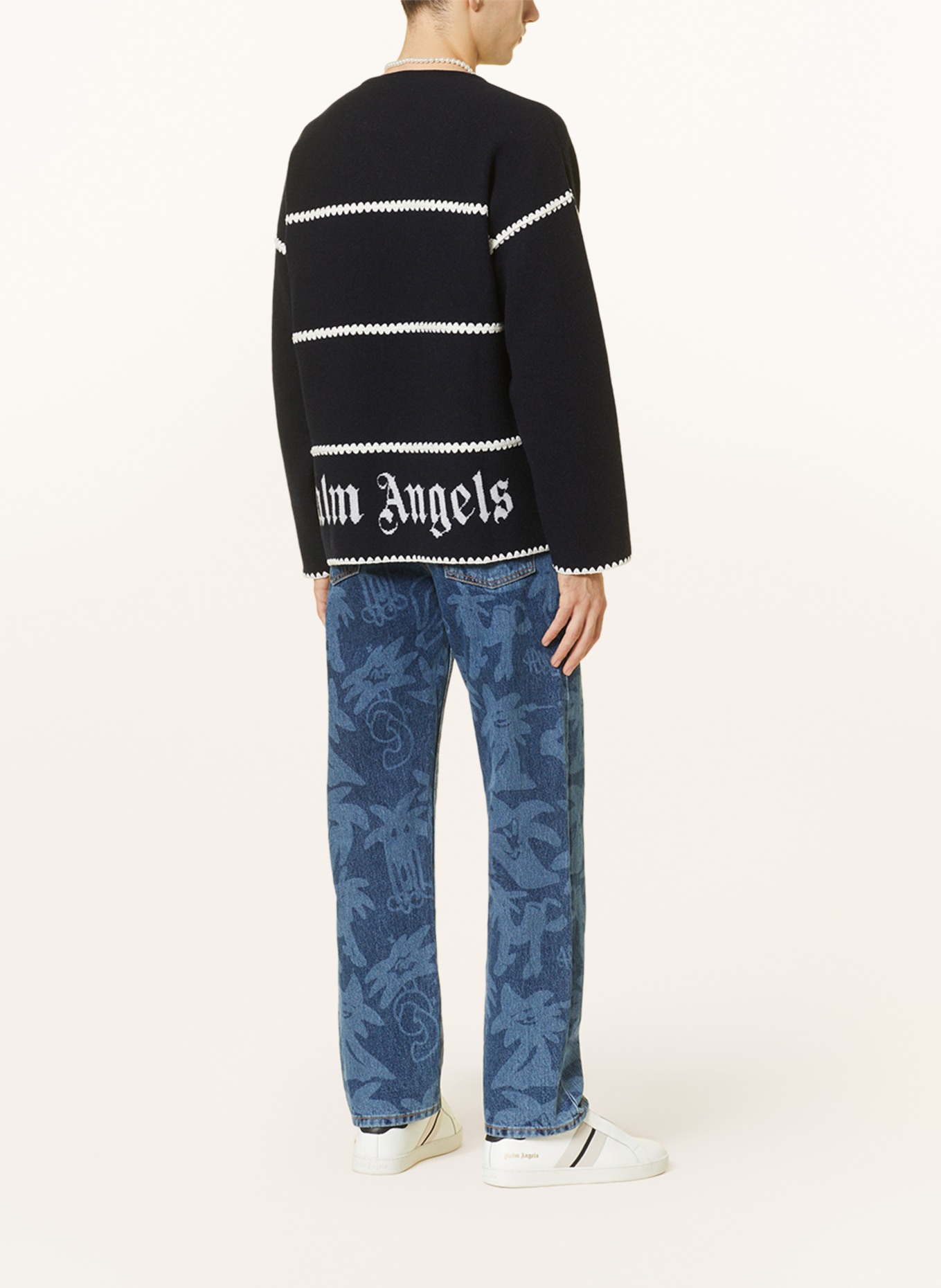 Palm Angels Sweater, Color: DARK BLUE/ WHITE (Image 3)