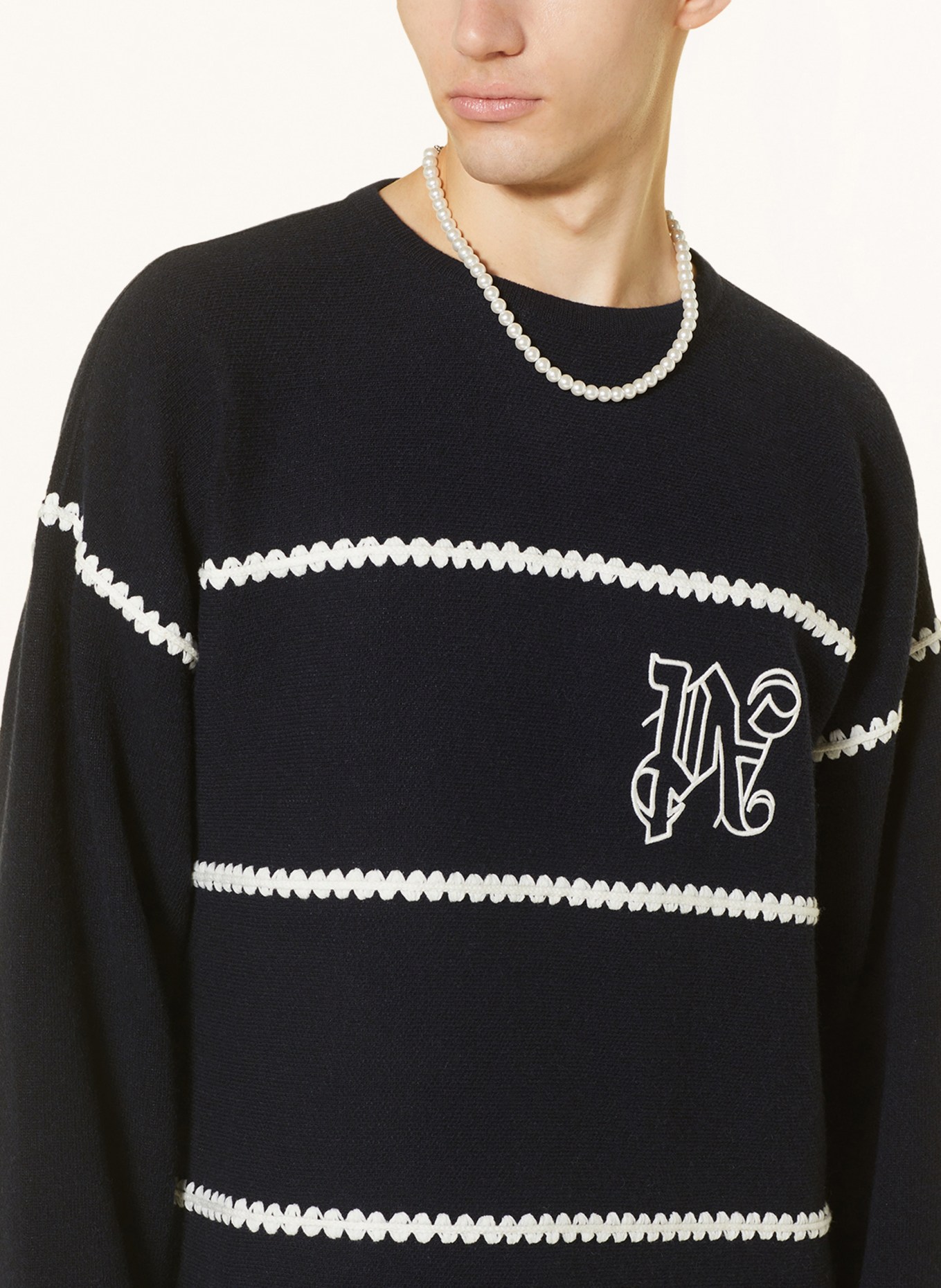 Palm Angels Sweater, Color: DARK BLUE/ WHITE (Image 4)