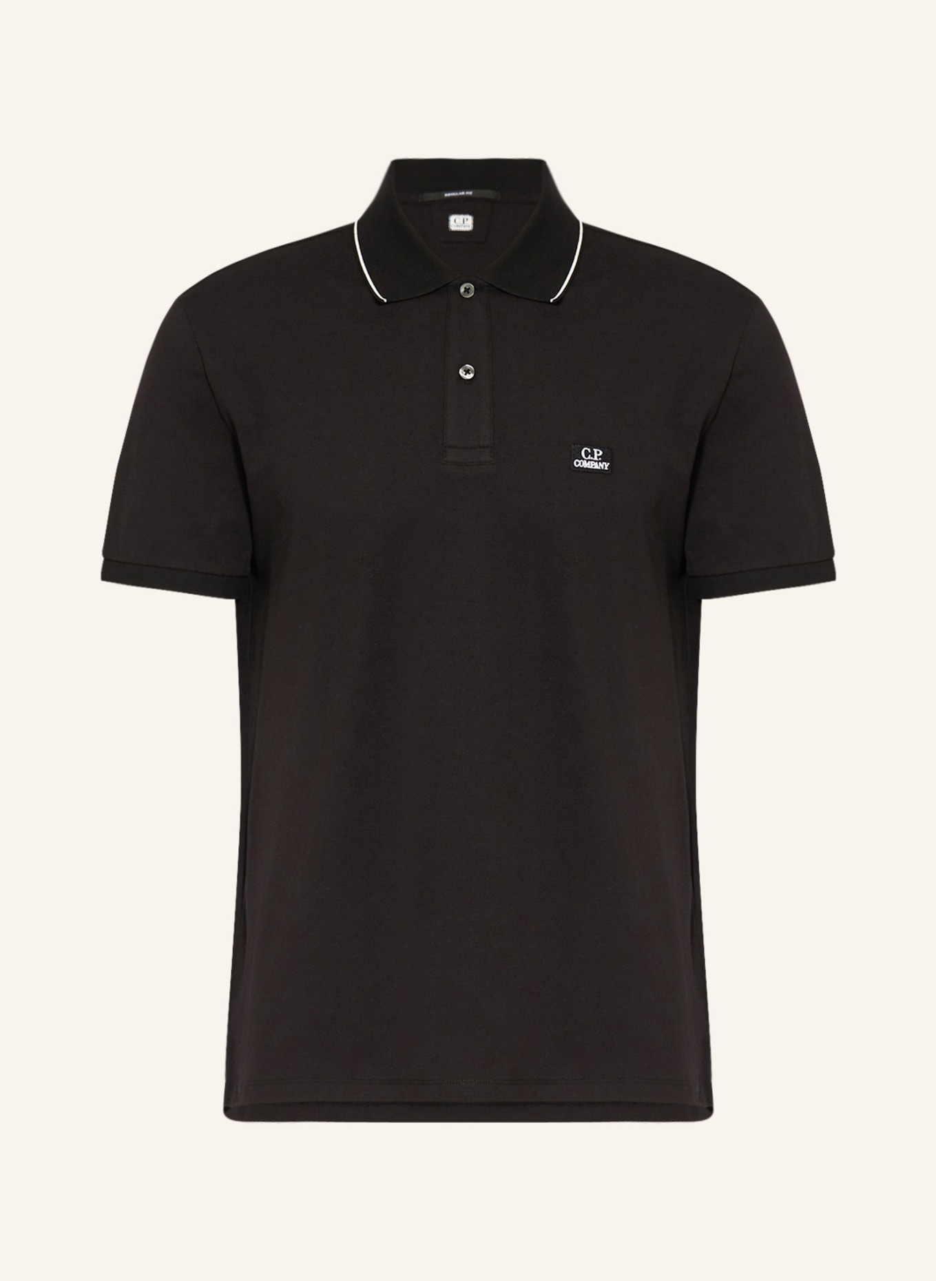 C.P. COMPANY Piqué polo shirt regular fit, Color: BLACK (Image 1)