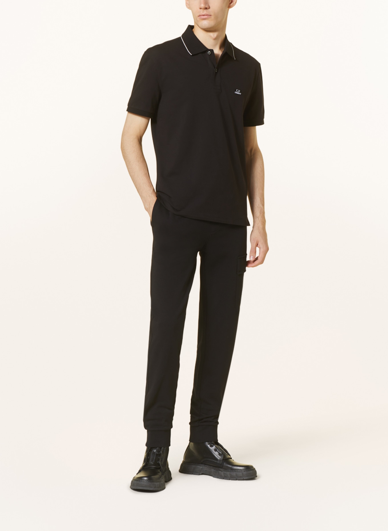 C.P. COMPANY Piqué polo shirt regular fit, Color: BLACK (Image 2)