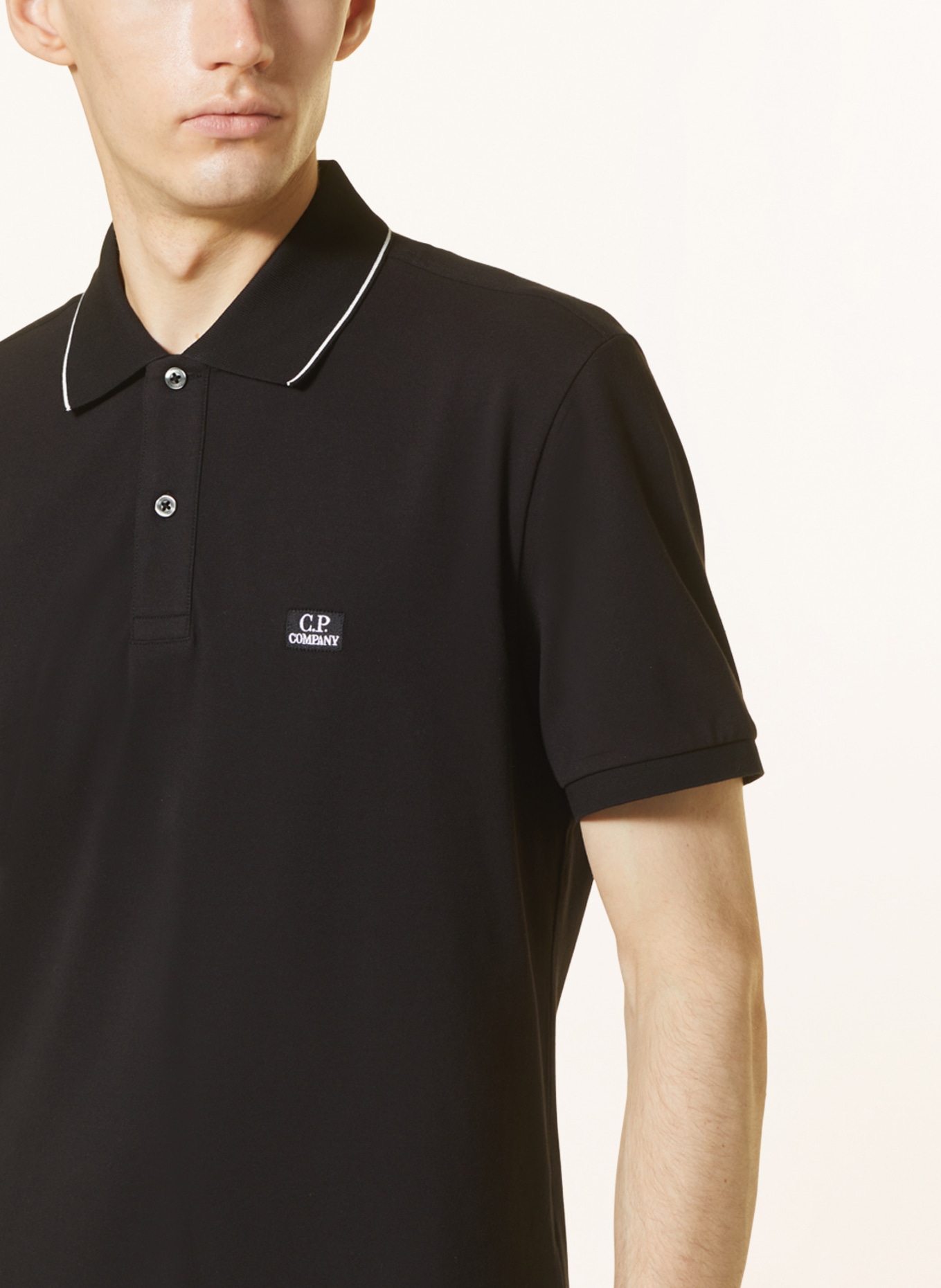 C.P. COMPANY Piqué polo shirt regular fit, Color: BLACK (Image 4)