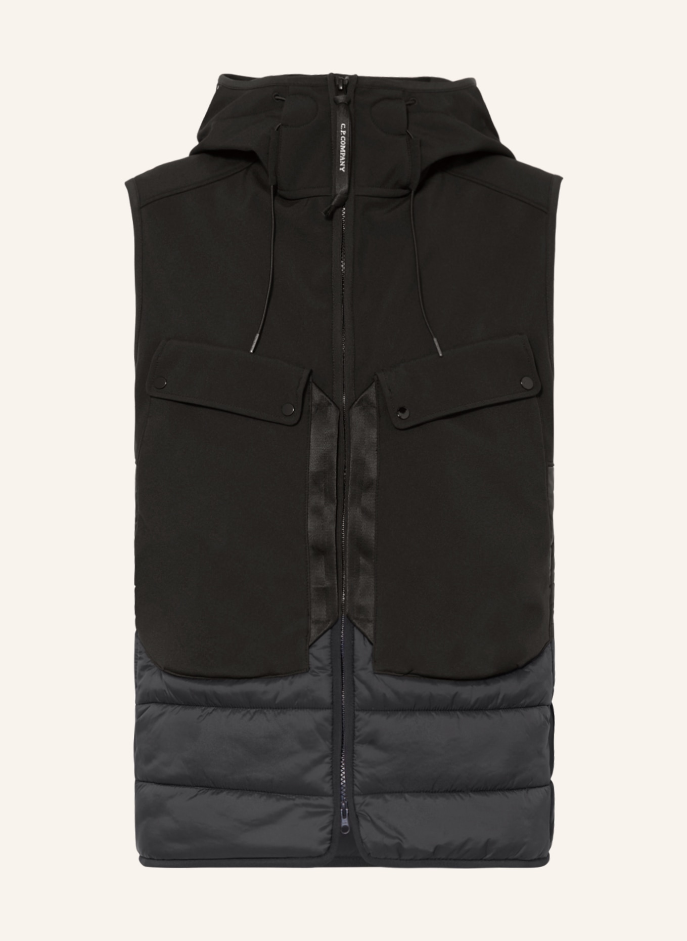 C.P. COMPANY Quilted vest C.P. SHELL-R MIXED in mixed materials, Color: BLACK (Image 1)