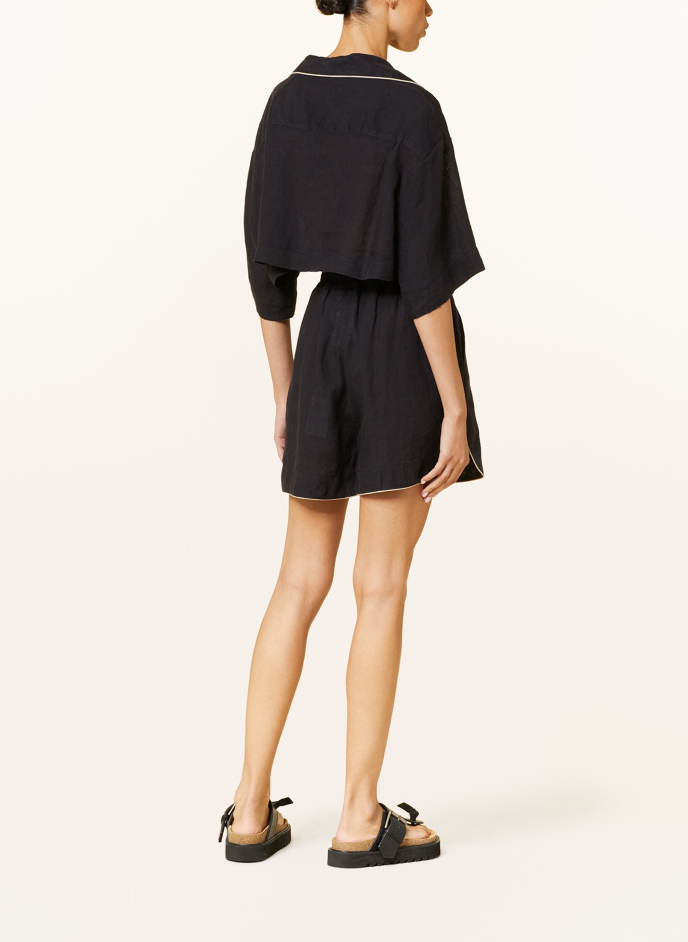Palm Angels Linen shorts, Color: BLACK (Image 3)