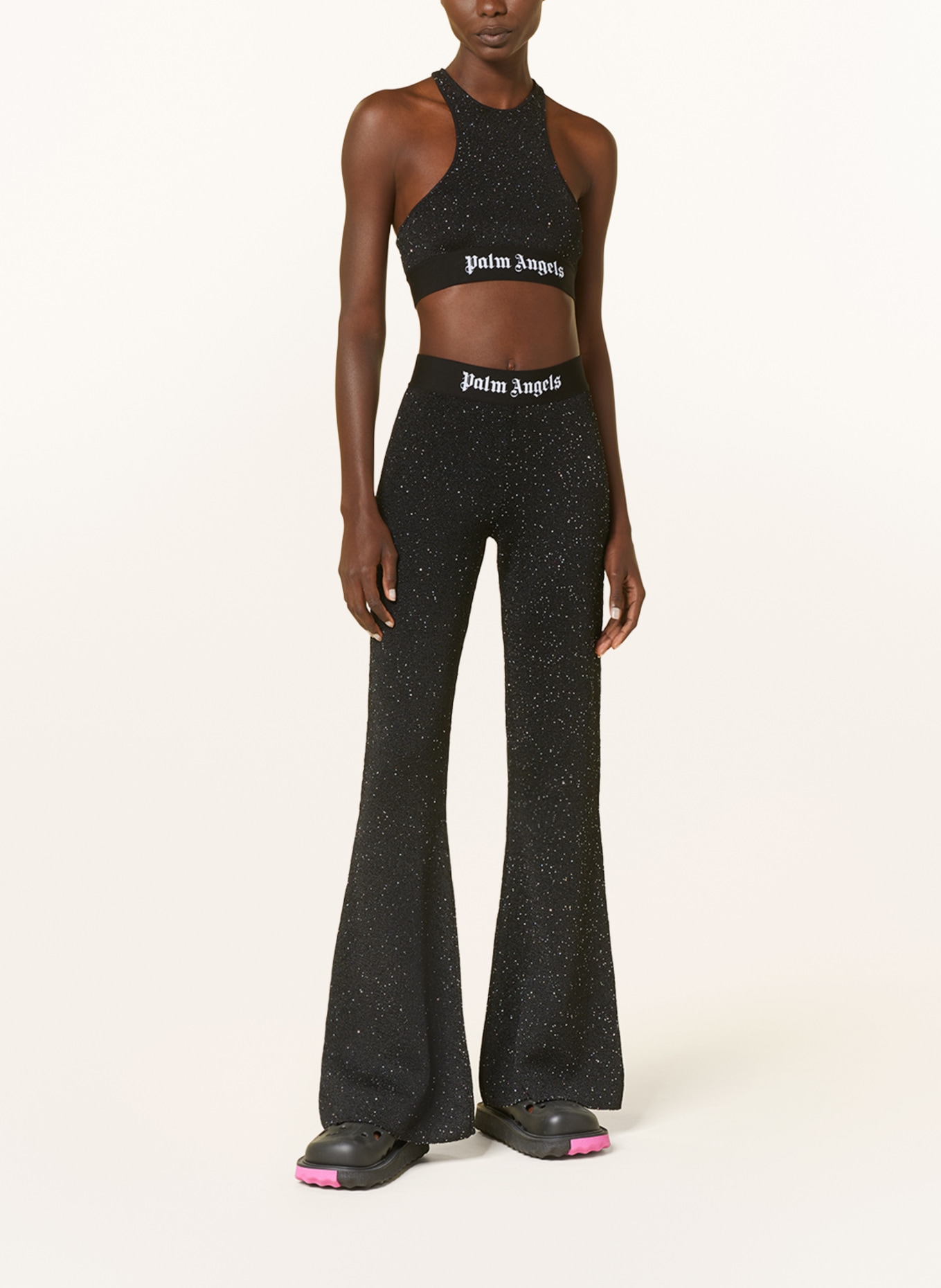 Palm Angels Knit trousers with sequins, Color: BLACK (Image 2)